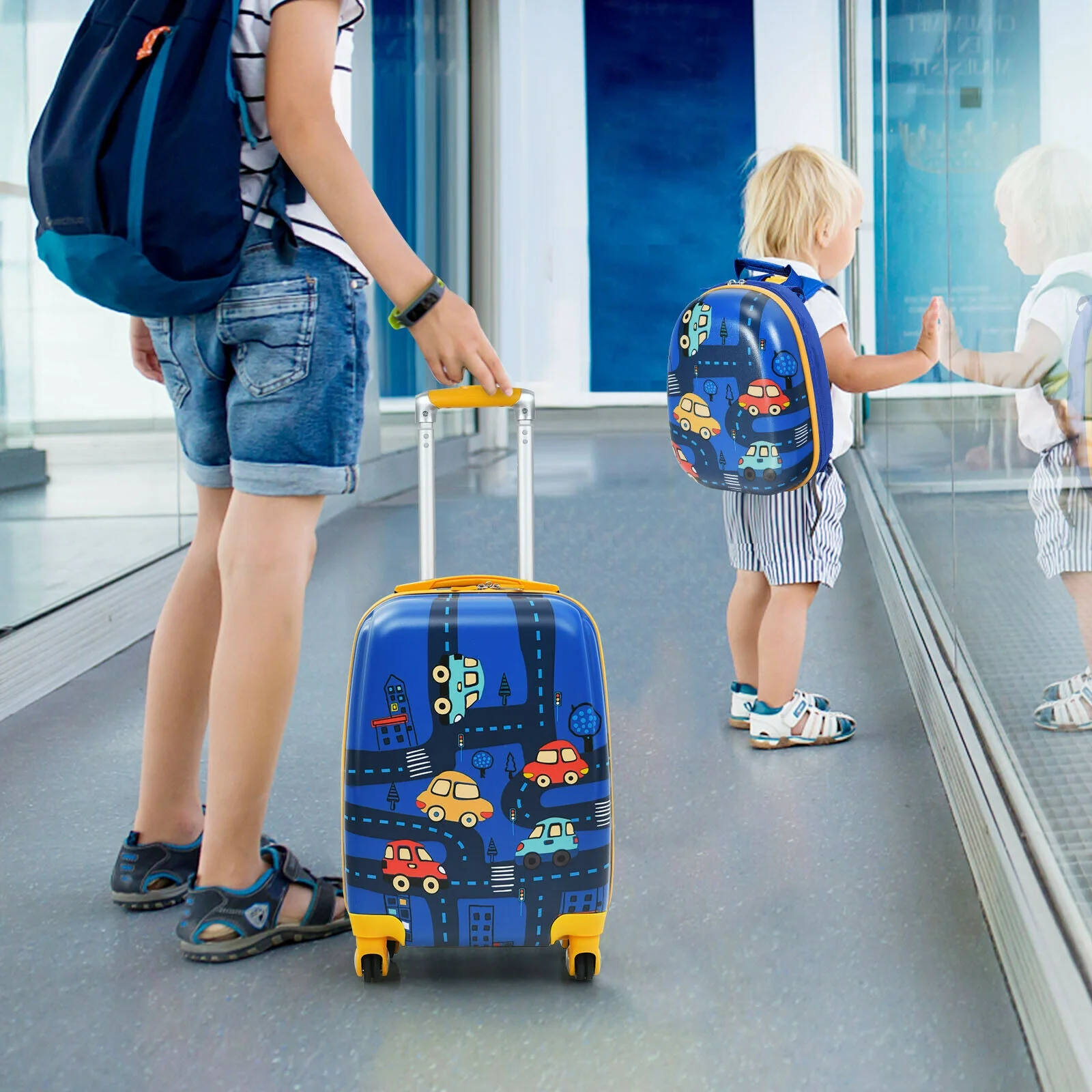 Kids Luggage Set, 2 Pieces, With Backpack And Suitcase, Blue - Image 2