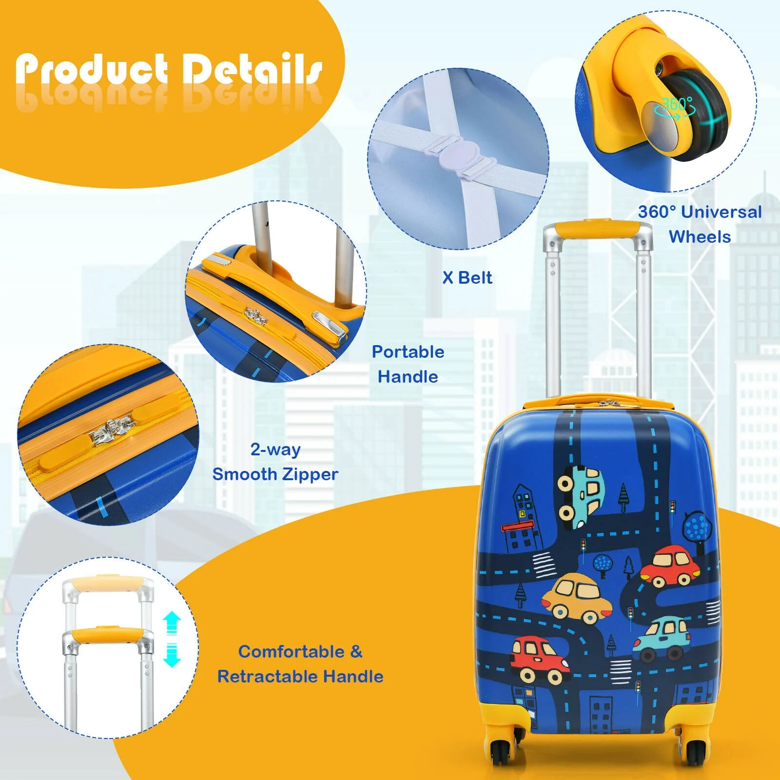 Kids Luggage Set, 2 Pieces, With Backpack And Suitcase, Blue - Image 9