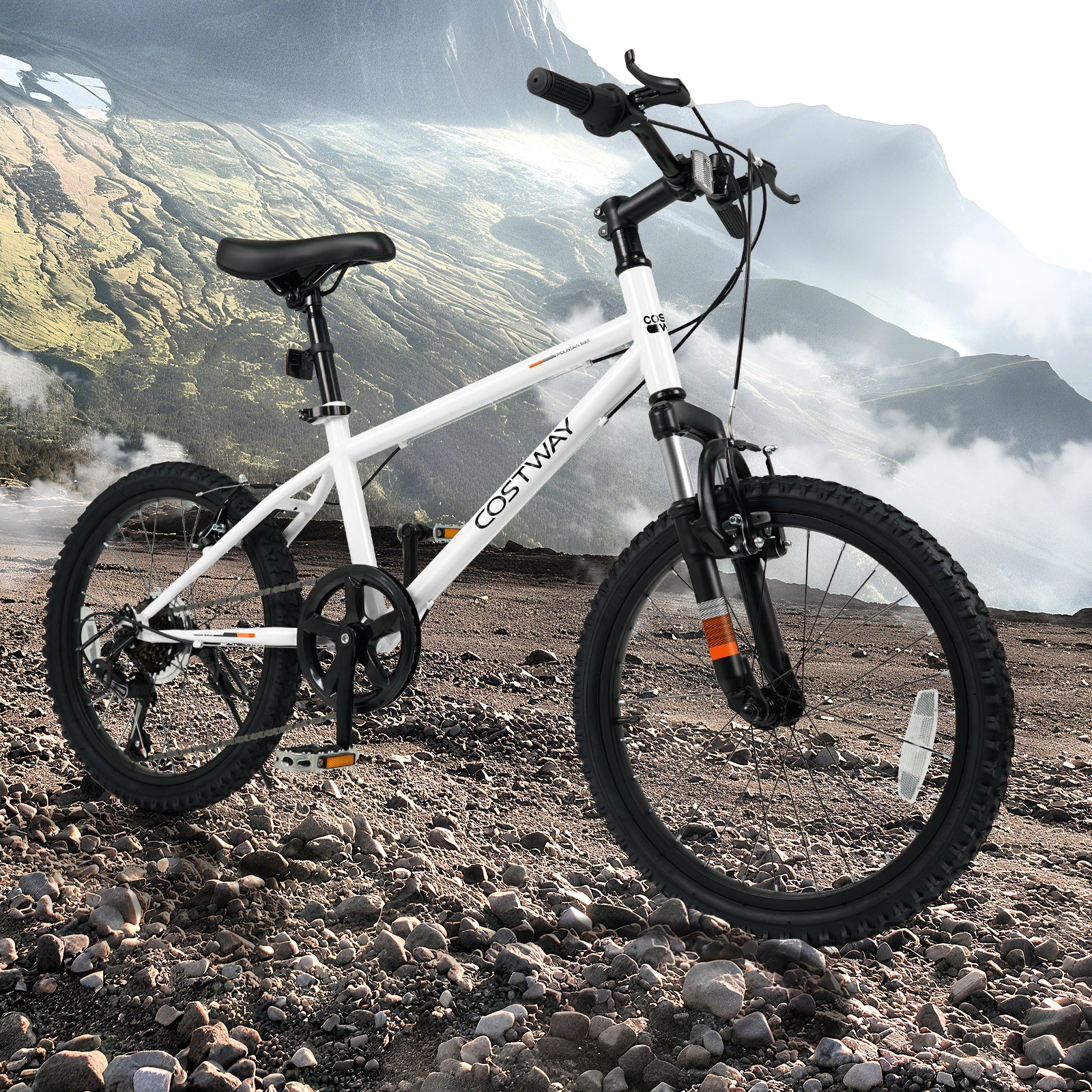 Kids Mountain Bike, 20 Inch, Child Bicycle For Boys Girls, White - Image 3
