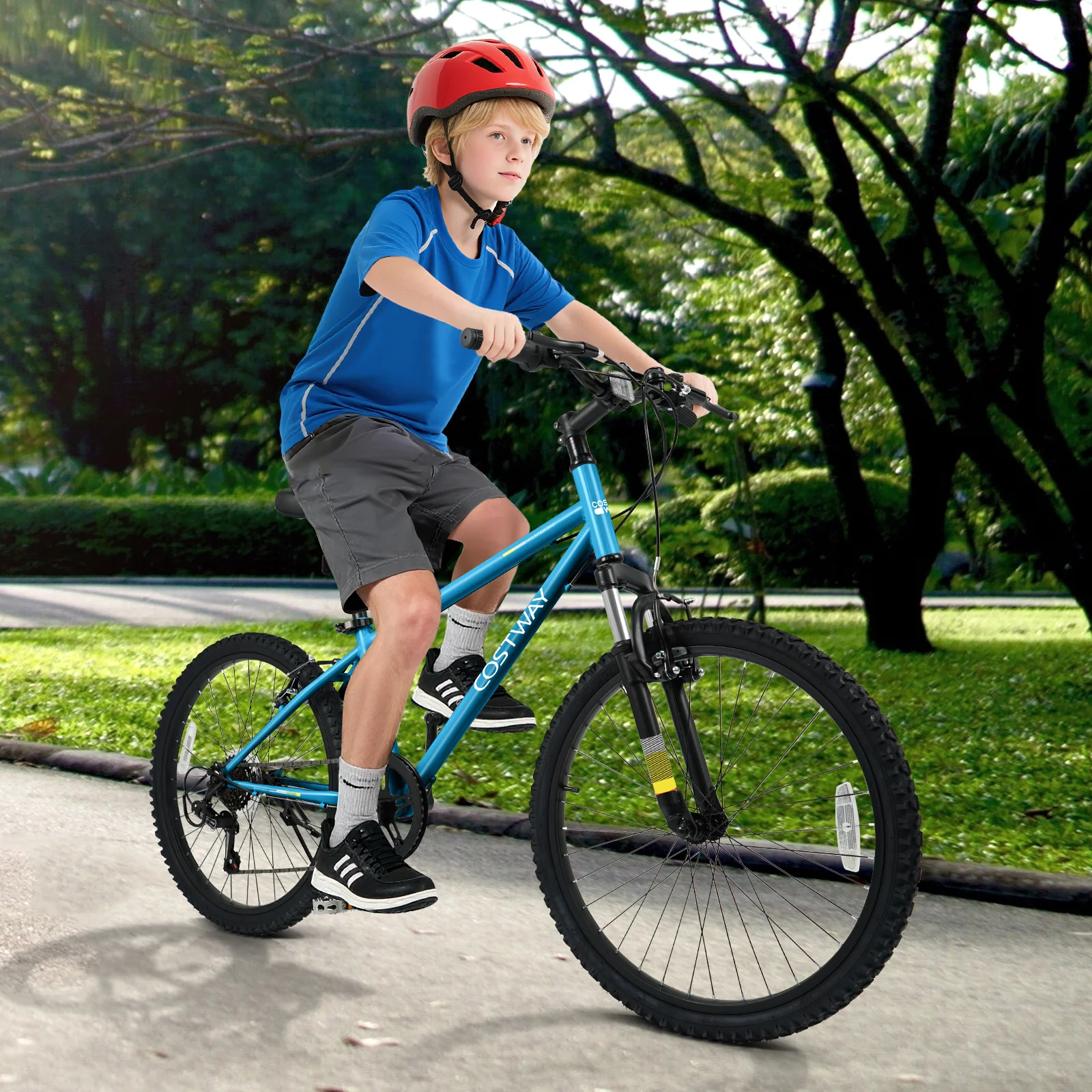 Kids Mountain Bike, 20 Inch, For Boys Girls Aged 8+, Blue - Image 2