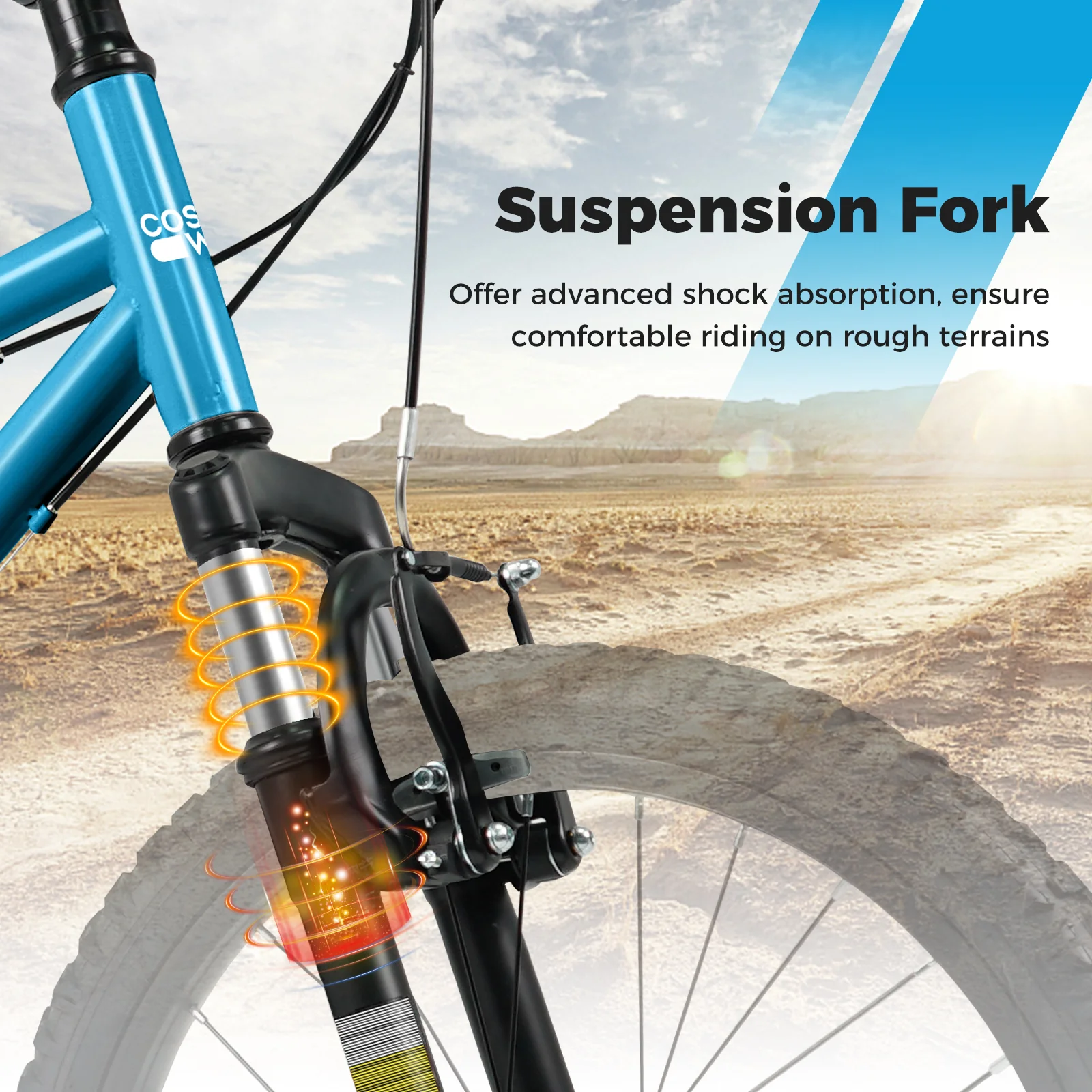 Kids Mountain Bike, 20 Inch, For Boys Girls Aged 8+, Blue - Image 9