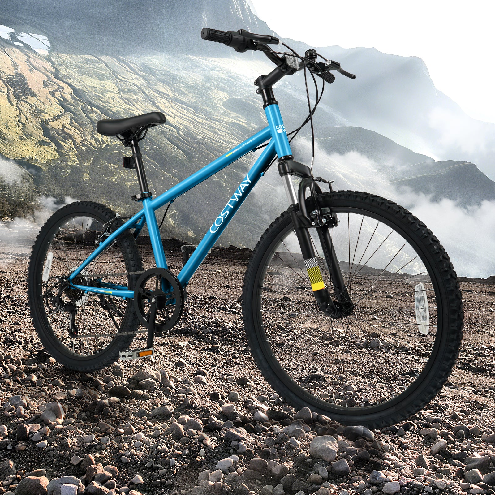 Kids Mountain Bike, 24 Inch, For Boys Girls Aged 8+, Blue - Image 3