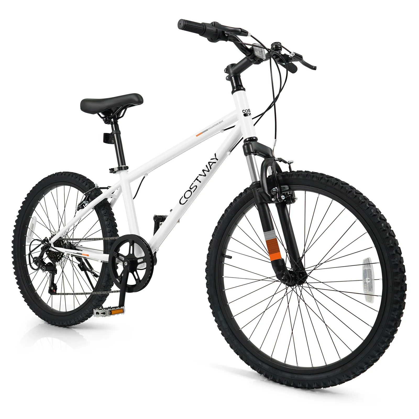 Kids Mountain Bike, 24 Inch, For Boys Girls Aged 8+, White - Image 4
