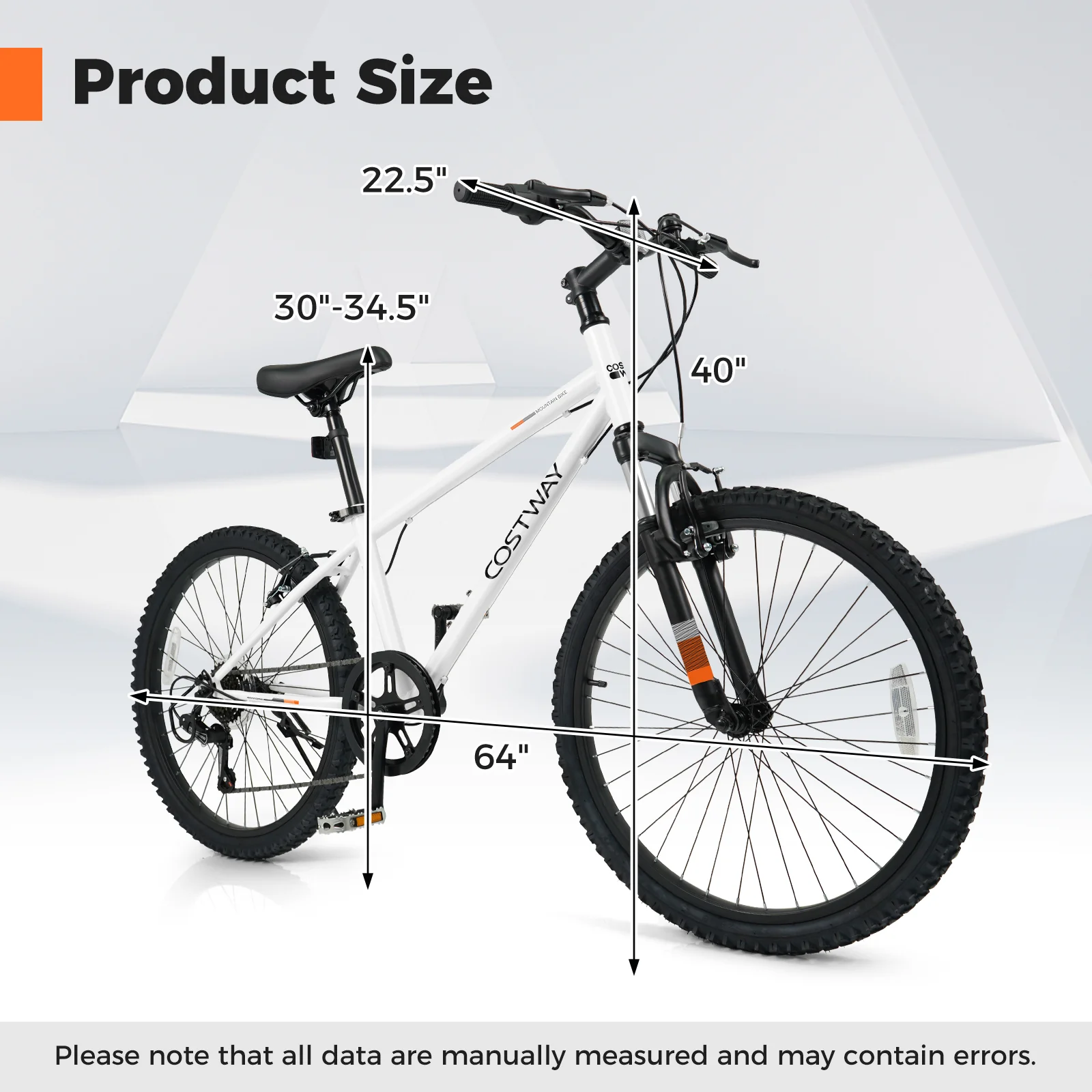 Kids Mountain Bike, 24 Inch, For Boys Girls Aged 8+, White - Image 5