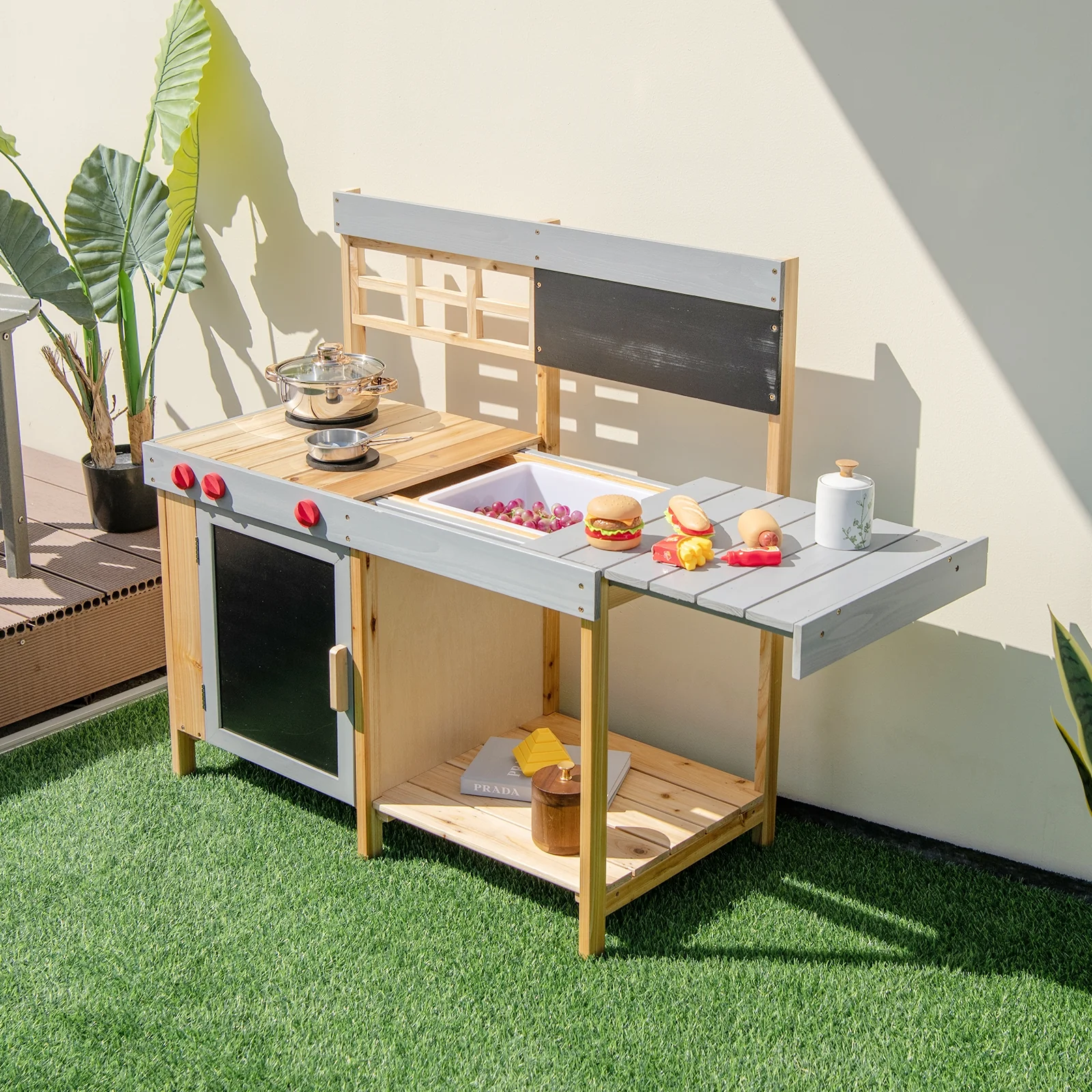 Kids Mud Kitchen Set With Detachable Water Box, Multicolor - Image 3