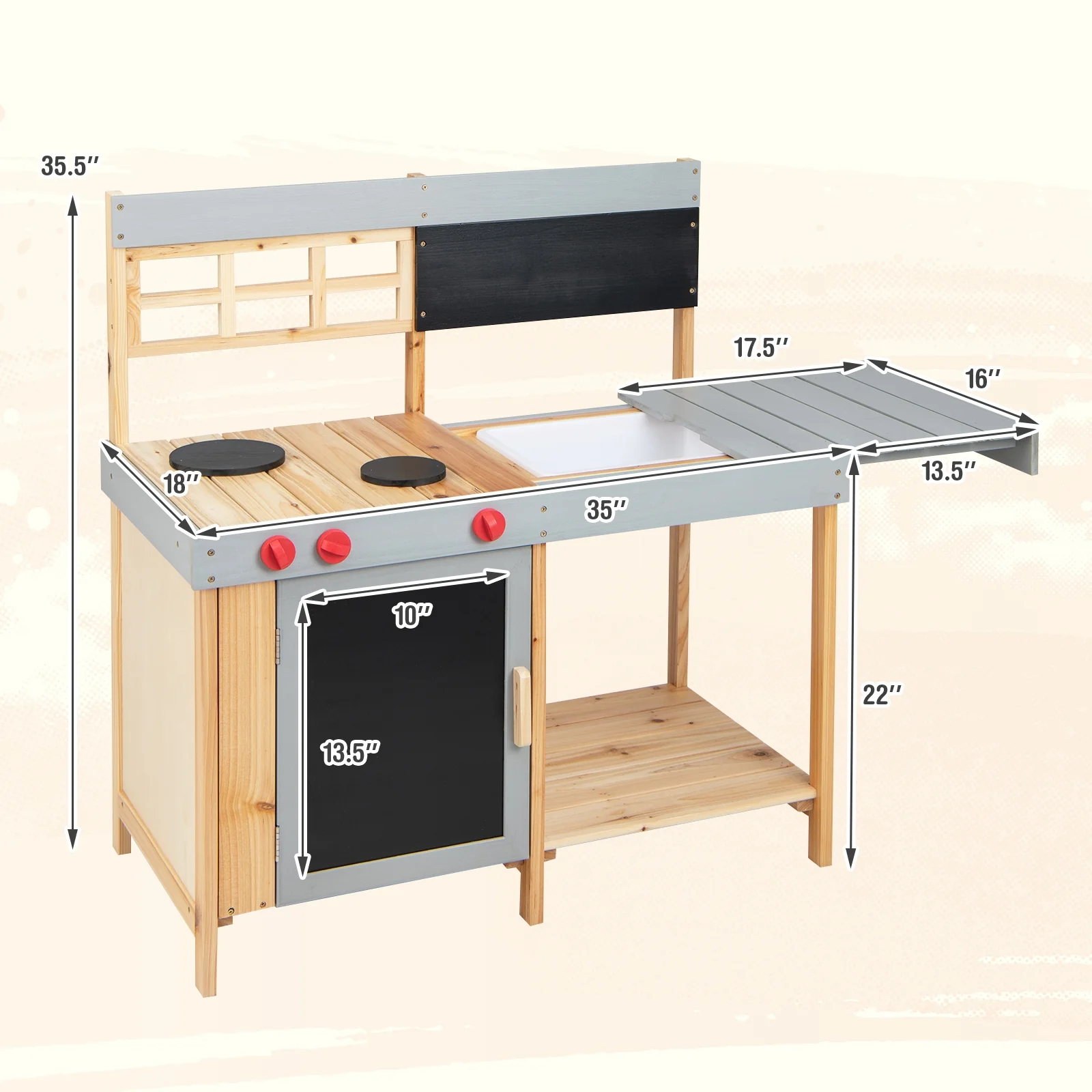Kids Mud Kitchen Set With Detachable Water Box, Multicolor - Image 6
