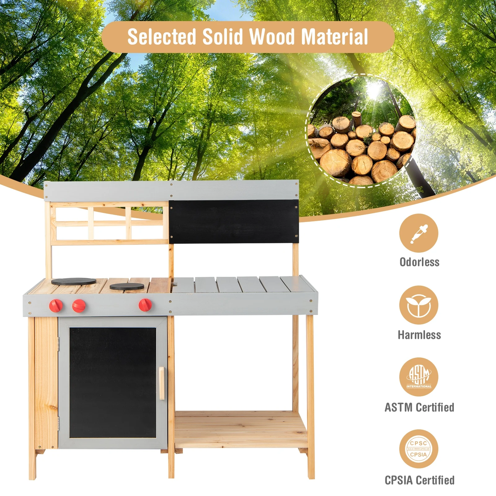 Kids Mud Kitchen Set With Detachable Water Box, Multicolor - Image 8