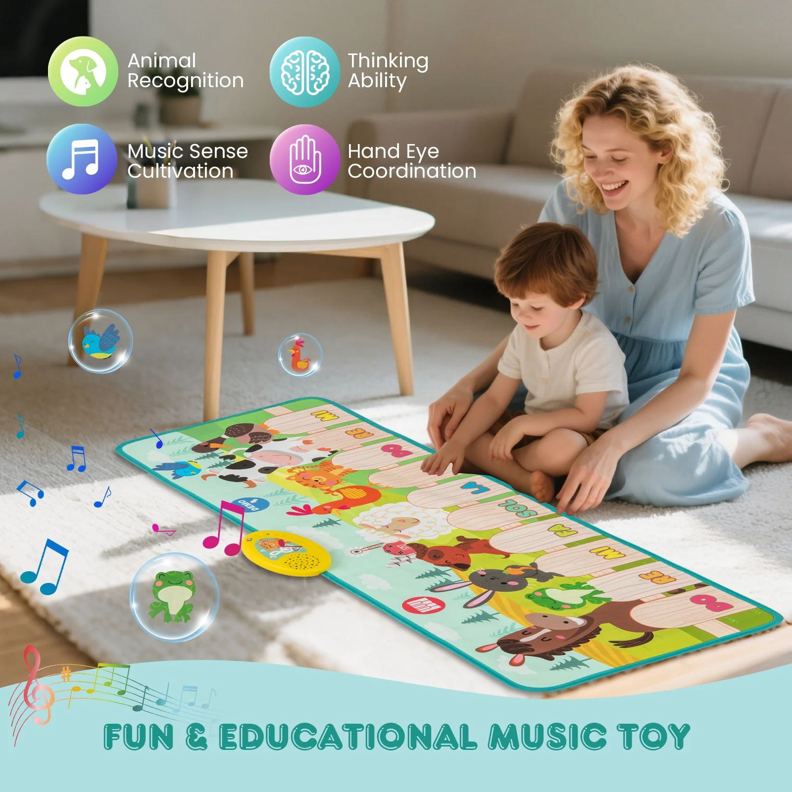 Kids Musical Mat, Animal Farm Piano, Multicolor - Image 9