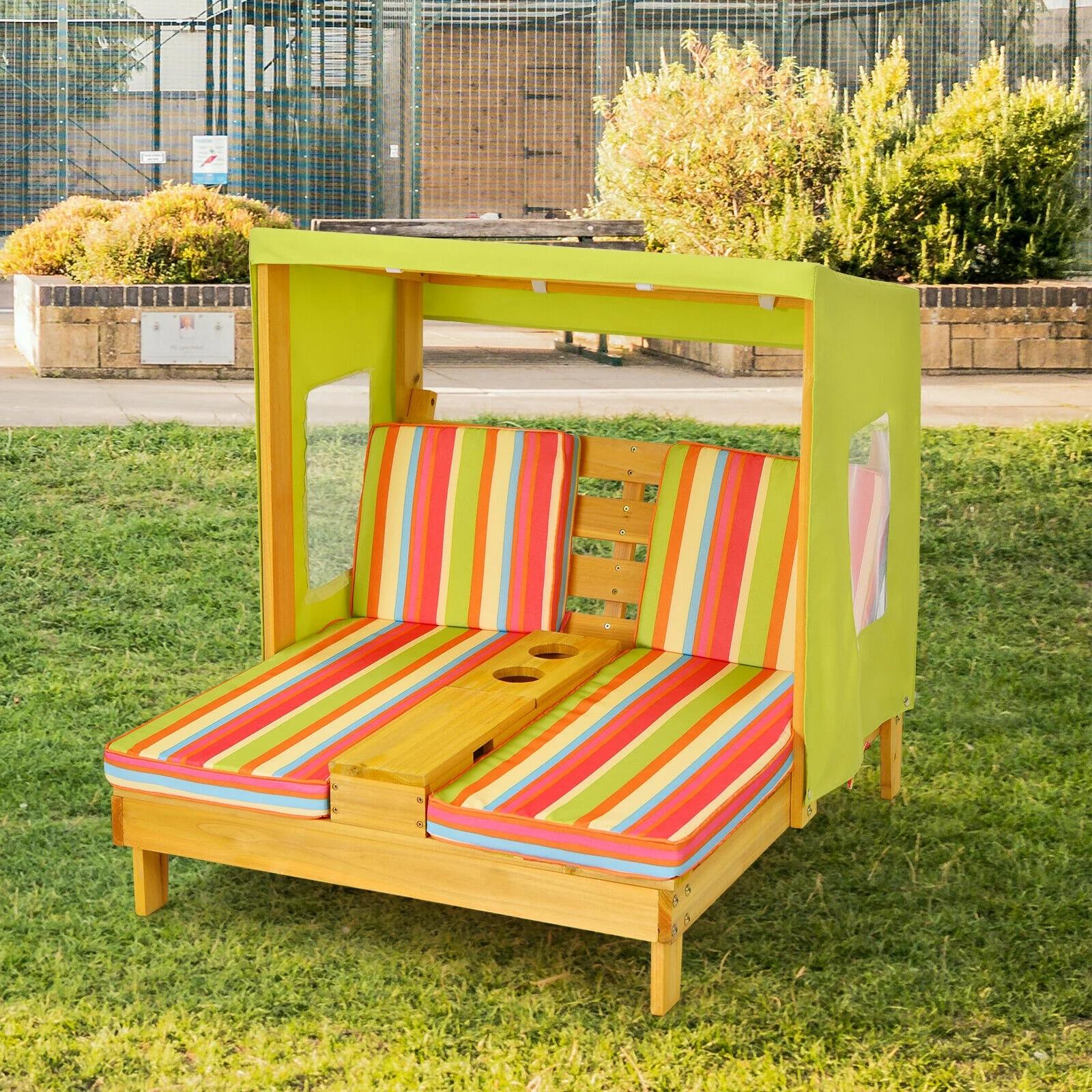 Kids Patio Lounge Chair With Cup Holders, Multicolor - Image 7