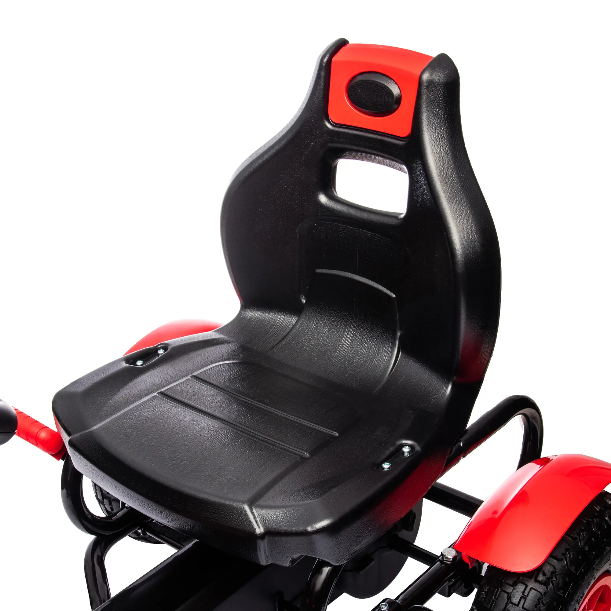 Kids Pedal Go Kart, Adjustable Bucket, Handbrake, 4 Rubber Wheels, Red - Image 10