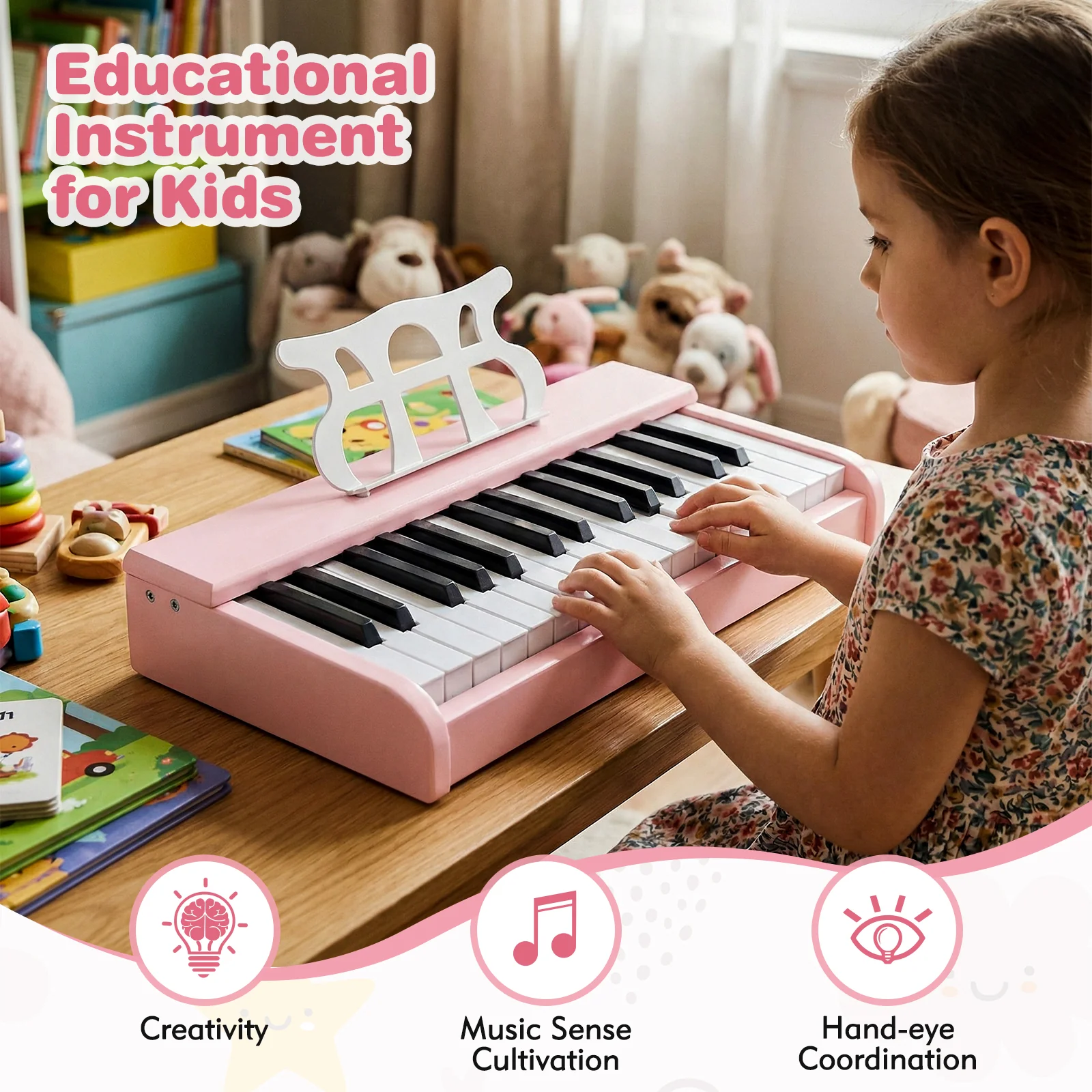 Kids Piano Keyboard 30 Keys Digital Piano with Music Stand for 3+ Years Old Beginners, Pink - Image 10