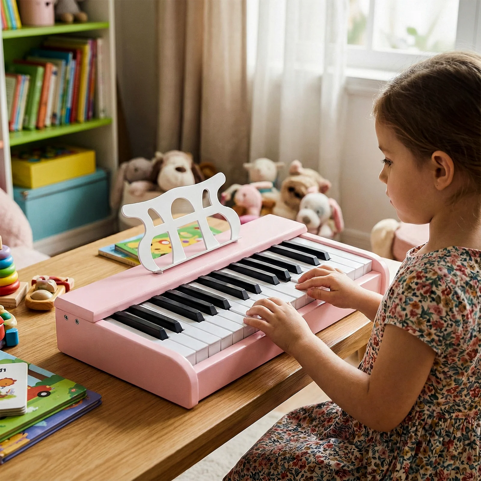 Kids Piano Keyboard 30 Keys Digital Piano with Music Stand for 3+ Years Old Beginners, Pink - Image 2