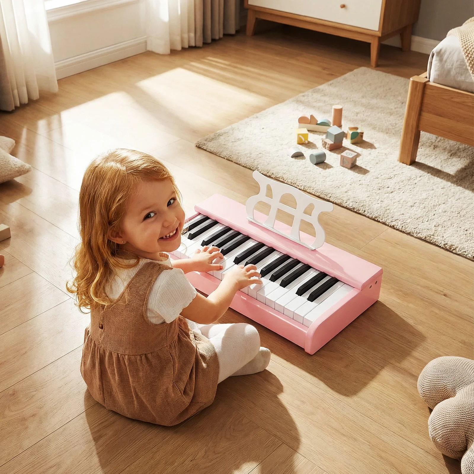 Kids Piano Keyboard 30 Keys Digital Piano with Music Stand for 3+ Years Old Beginners, Pink - Image 3