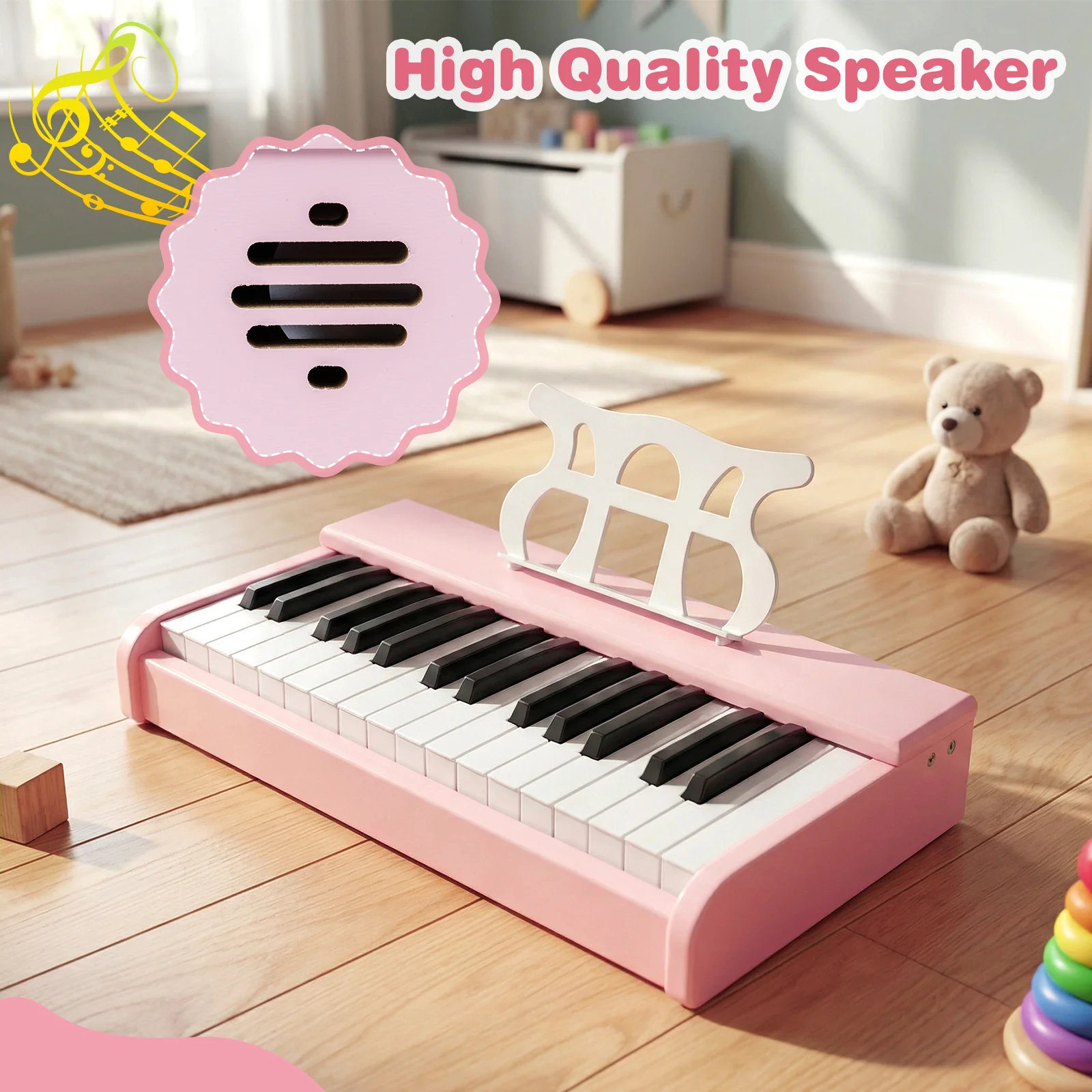 Kids Piano Keyboard 30 Keys Digital Piano with Music Stand for 3+ Years Old Beginners, Pink - Image 8