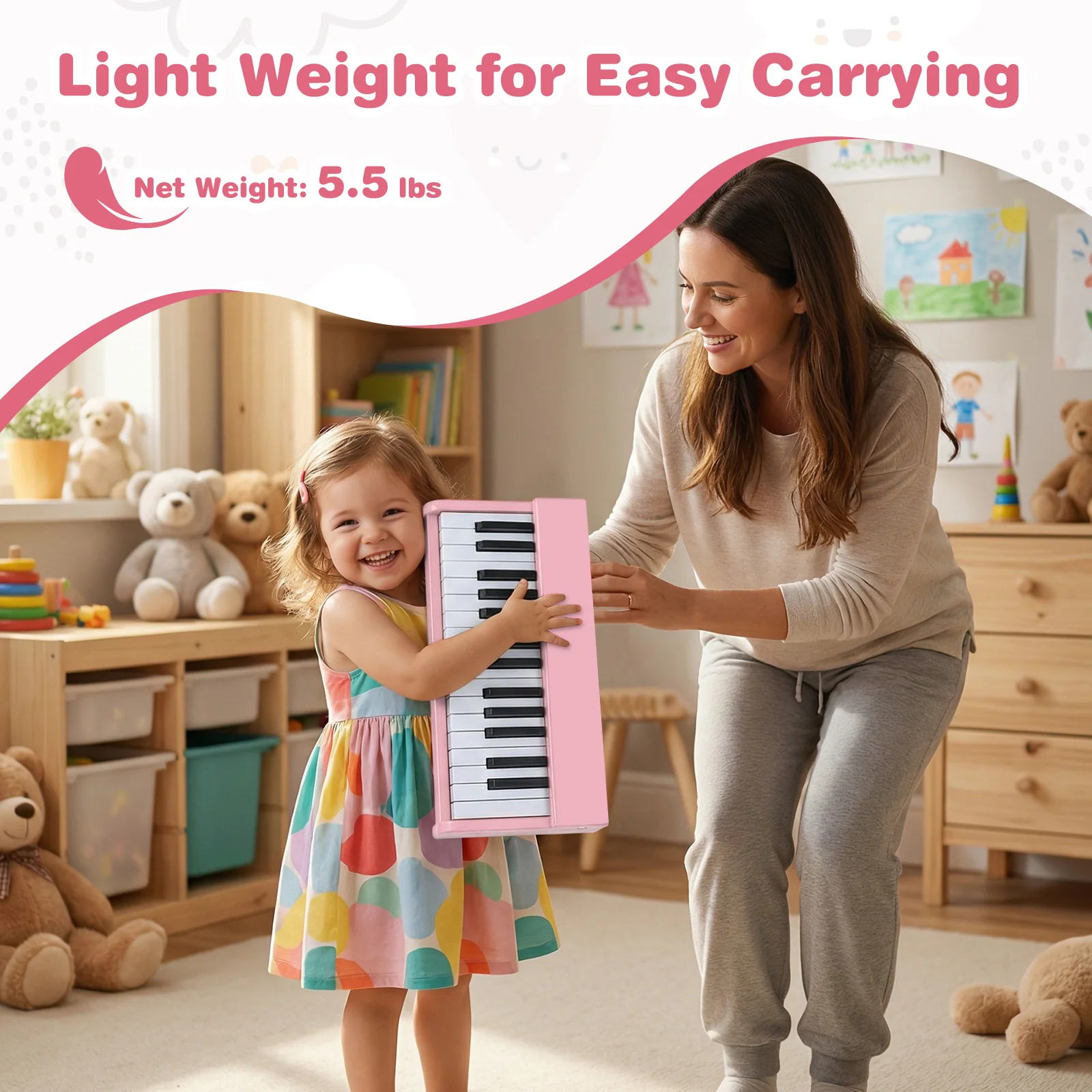 Kids Piano Keyboard 30 Keys Digital Piano with Music Stand for 3+ Years Old Beginners, Pink - Image 9
