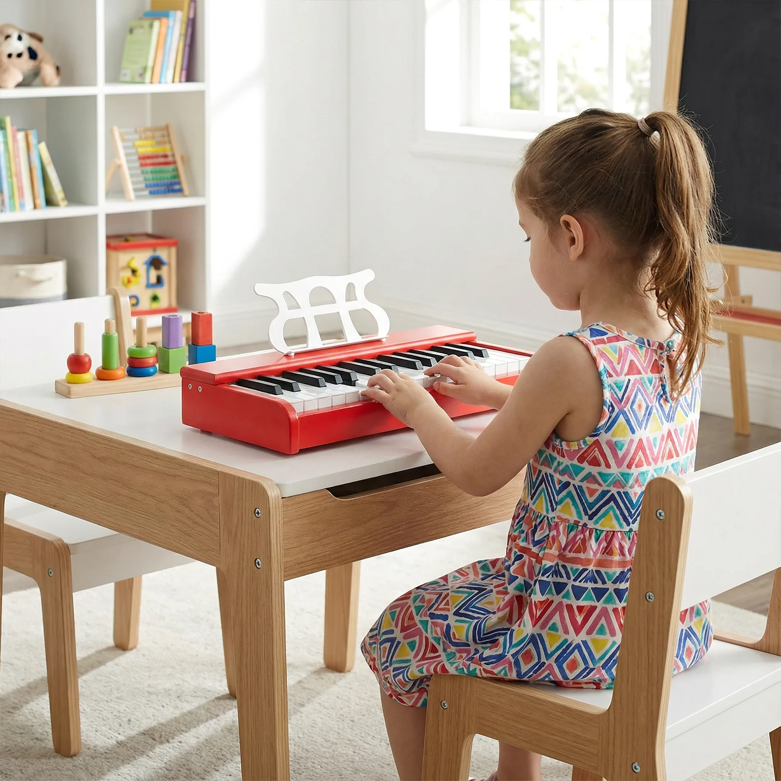 Kids Piano Keyboard 30 Keys Digital Piano with Music Stand for 3+ Years Old Beginners, Red - Image 2