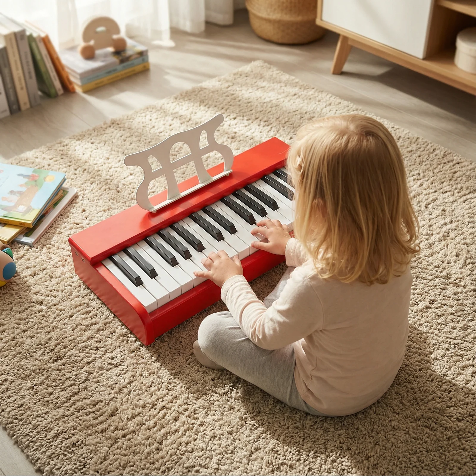Kids Piano Keyboard 30 Keys Digital Piano with Music Stand for 3+ Years Old Beginners, Red - Image 3