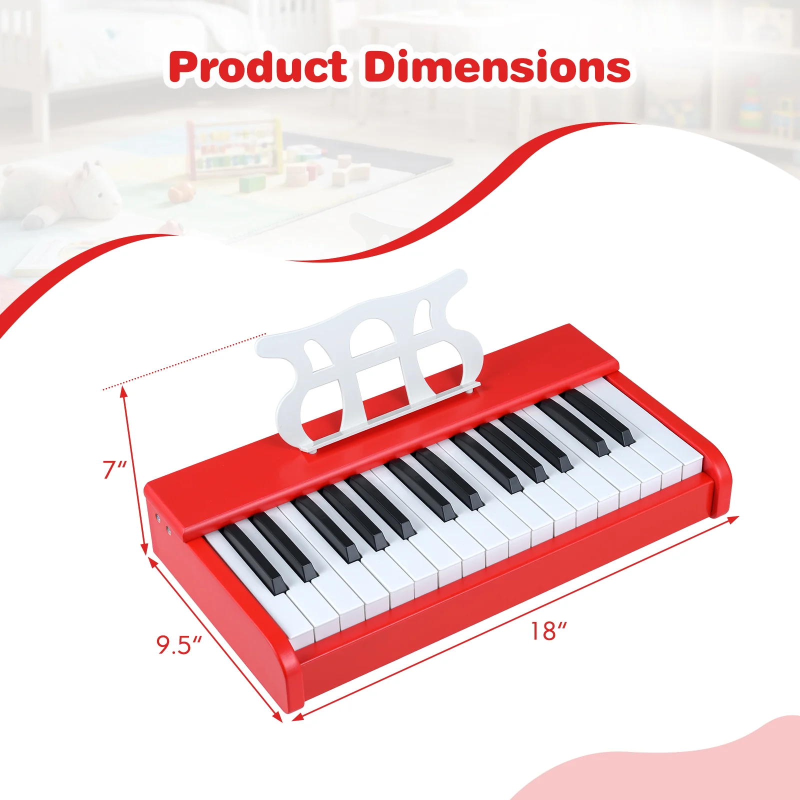Kids Piano Keyboard 30 Keys Digital Piano with Music Stand for 3+ Years Old Beginners, Red - Image 6