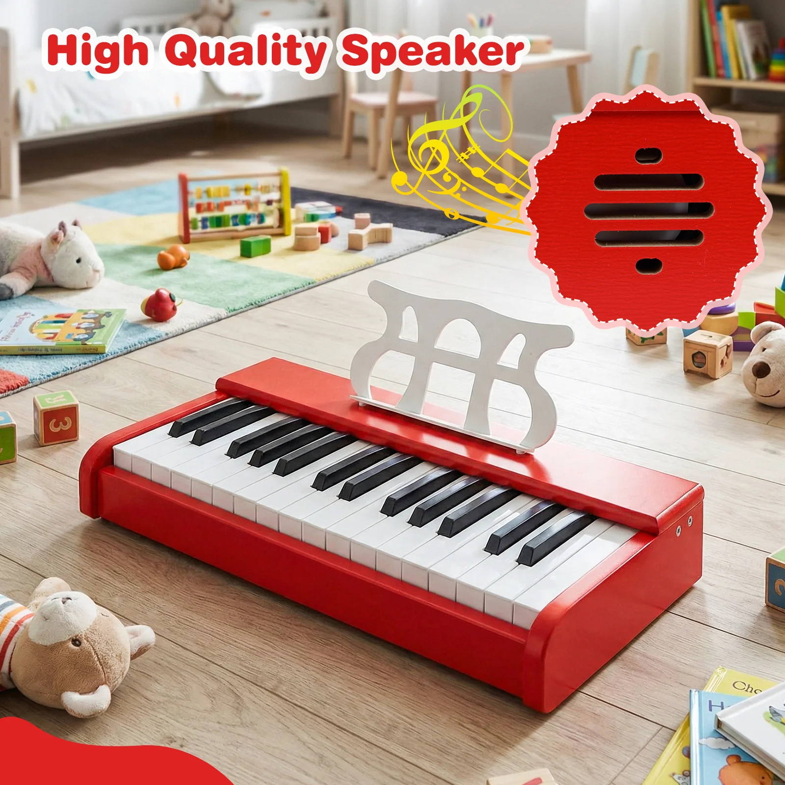Kids Piano Keyboard 30 Keys Digital Piano with Music Stand for 3+ Years Old Beginners, Red - Image 8