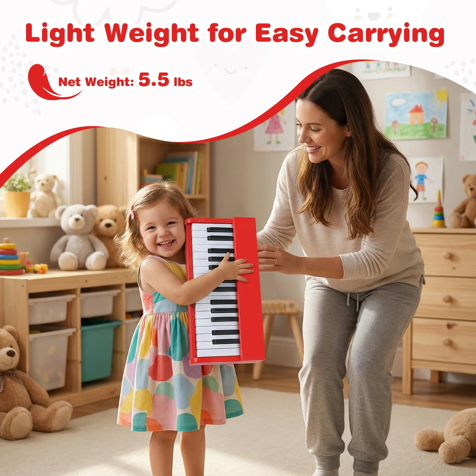Kids Piano Keyboard 30 Keys Digital Piano with Music Stand for 3+ Years Old Beginners, Red - Image 9