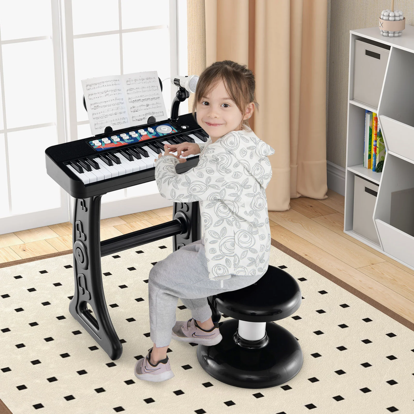 Kids Piano Keyboard, 37-Key, With Microphone, Black - Image 2