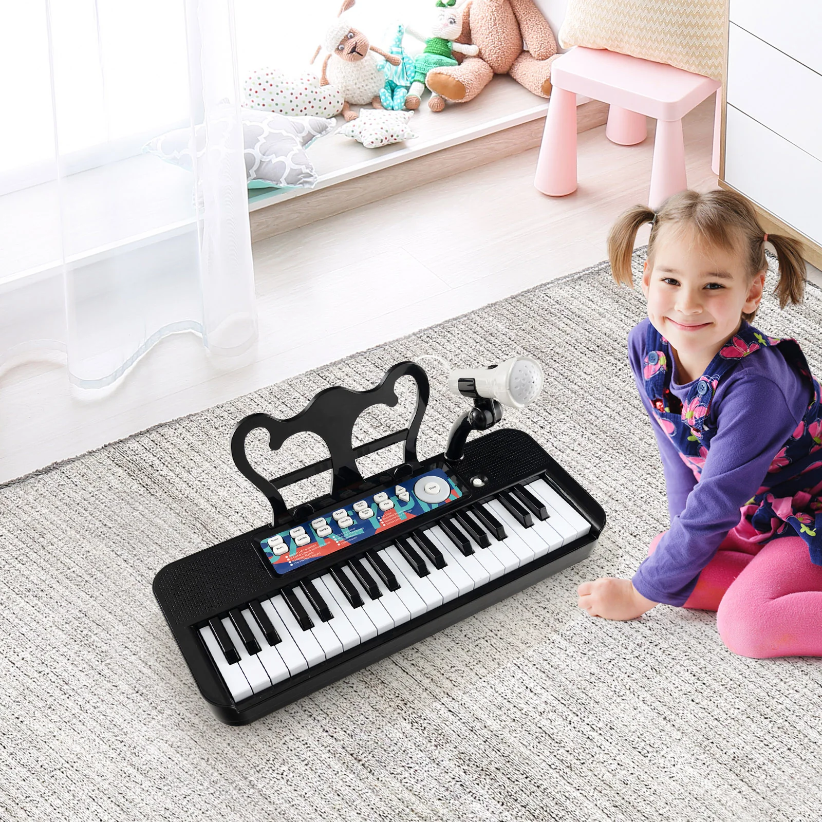 Kids Piano Keyboard, 37-Key, With Microphone, Black - Image 3