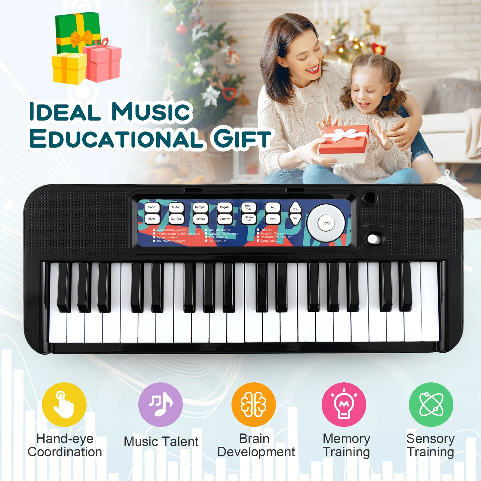 Kids Piano Keyboard, 37-Key, With Microphone, Black - Image 7