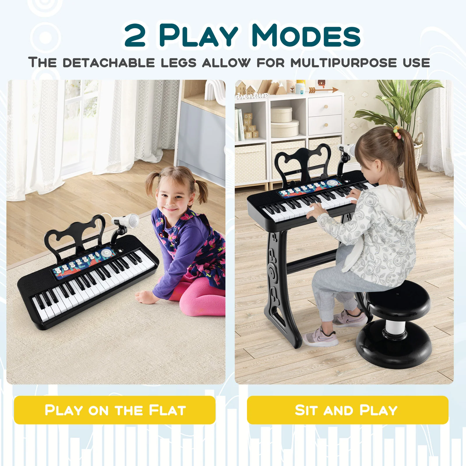 Kids Piano Keyboard, 37-Key, With Microphone, Black - Image 8