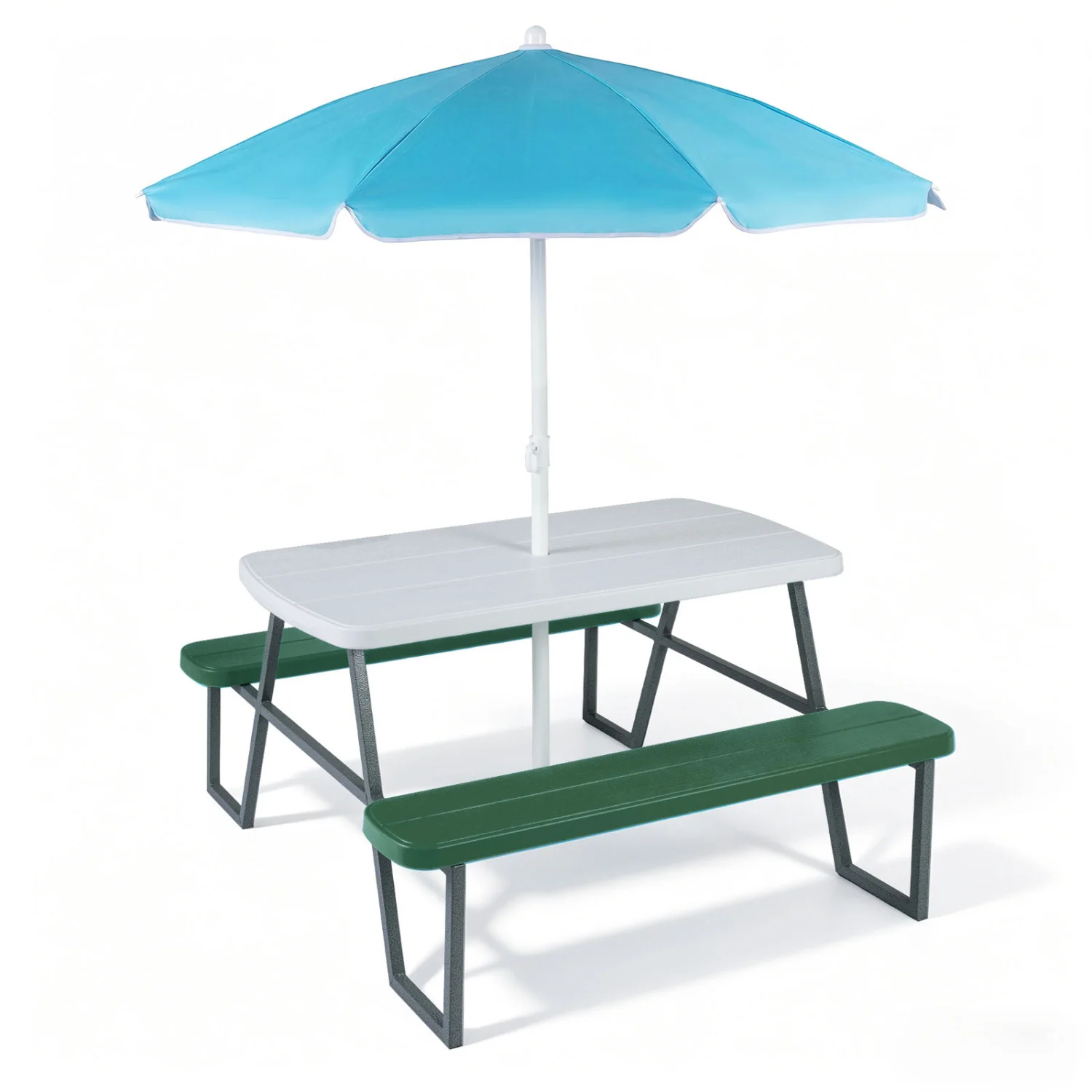 Kids Picnic Table with Benches, Green - Image 4