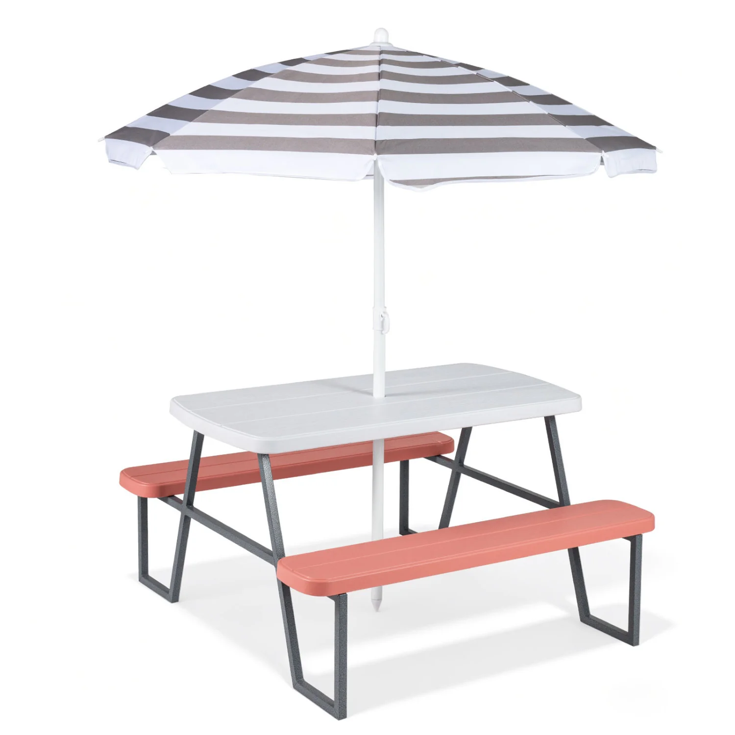 Kids Picnic Table with Benches, Seats 4, Pink - Image 4