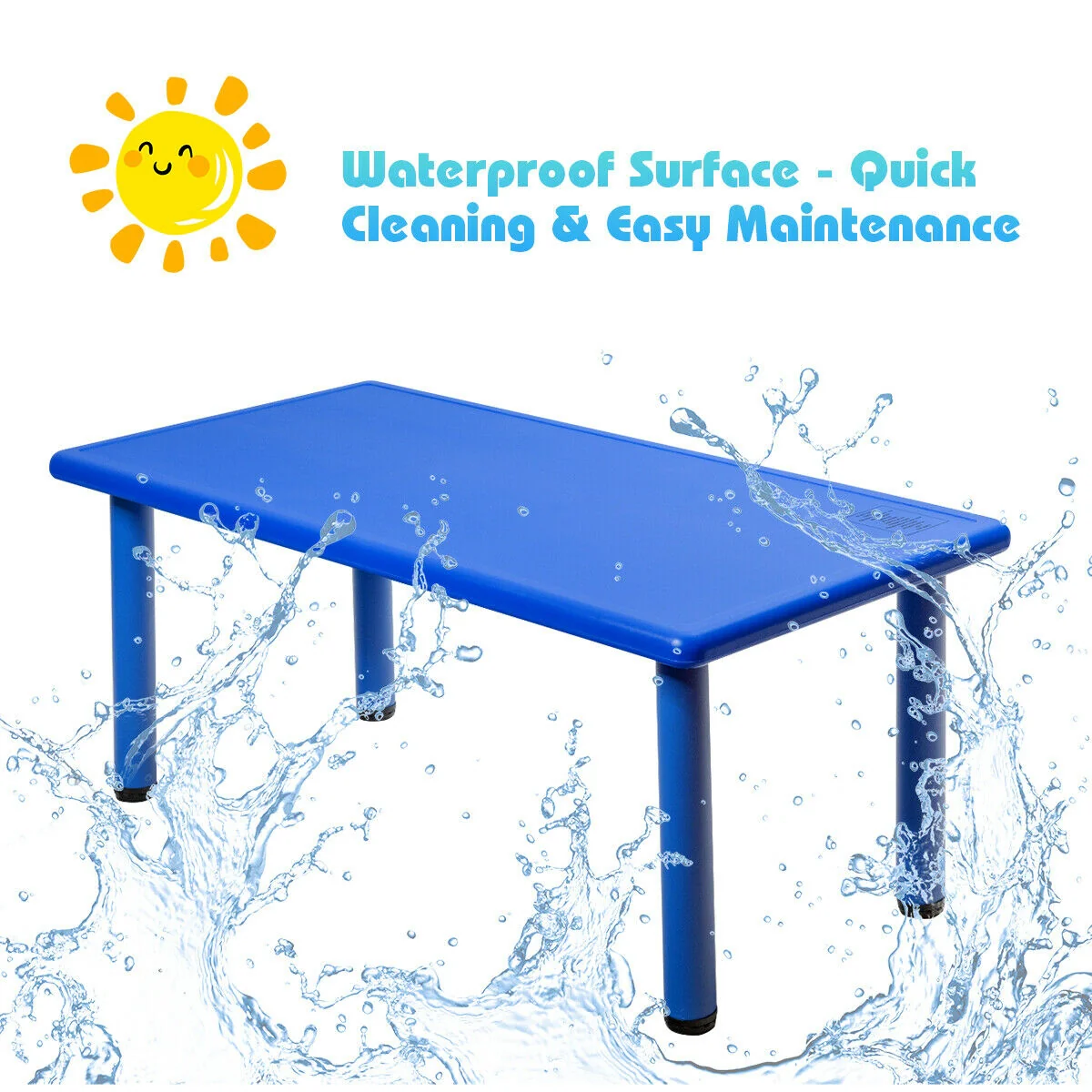 Kids Plastic Rectangular Play Table, Blue - Image 9