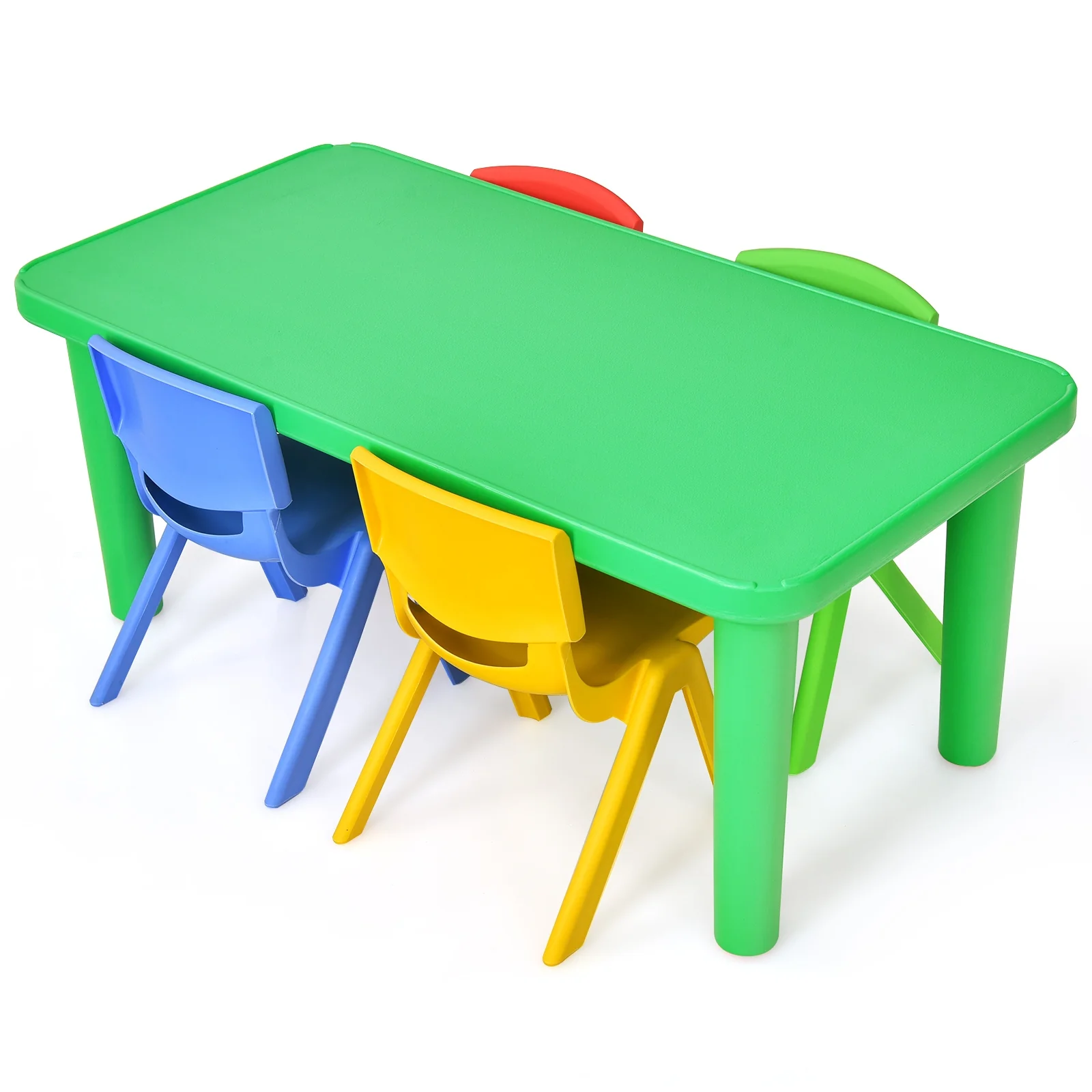 Kids Plastic Table And 4 Chairs Set, Multicolor