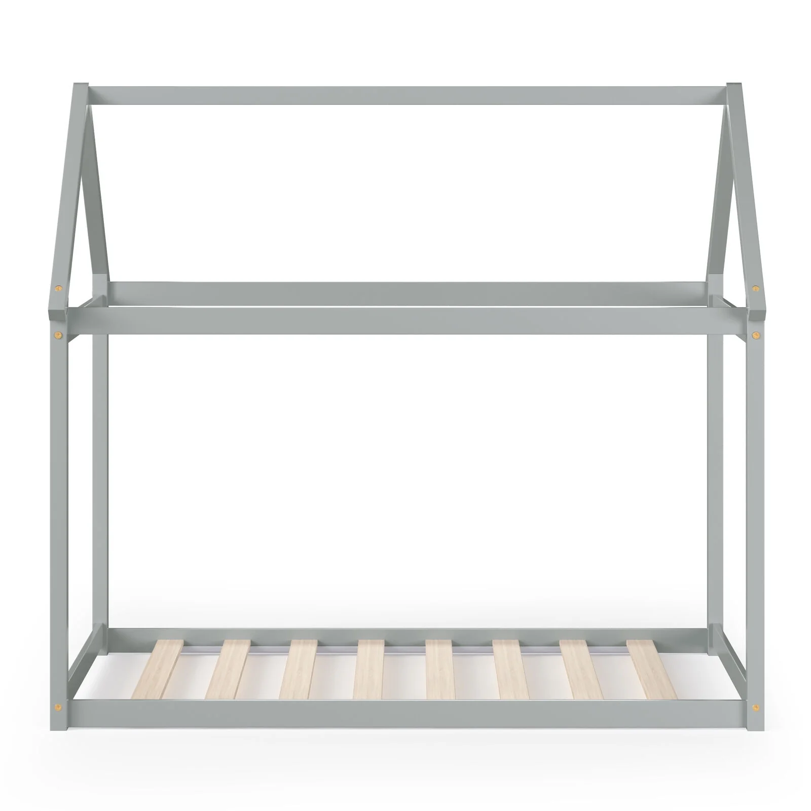 Kids Platform Floor Bed With Roof, Heavy-Duty Slats, Gray - Image 5