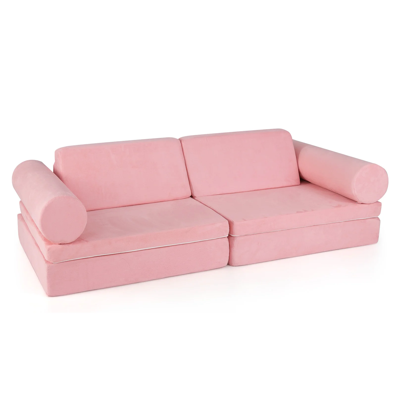 Kids Play Couch Foam Building Fort Set, 8 Pieces, Pink
