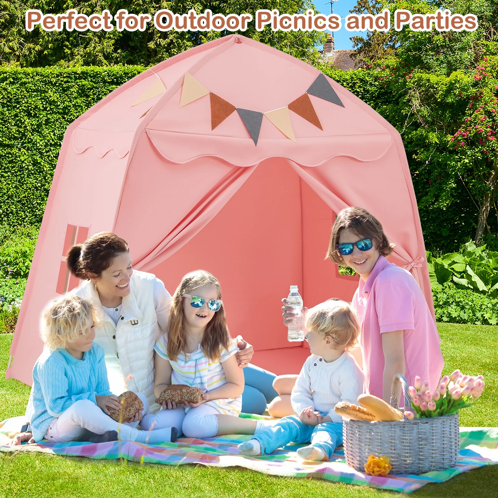 Kids Play Tent Bed Tent, Extra Large, Pink - Image 10