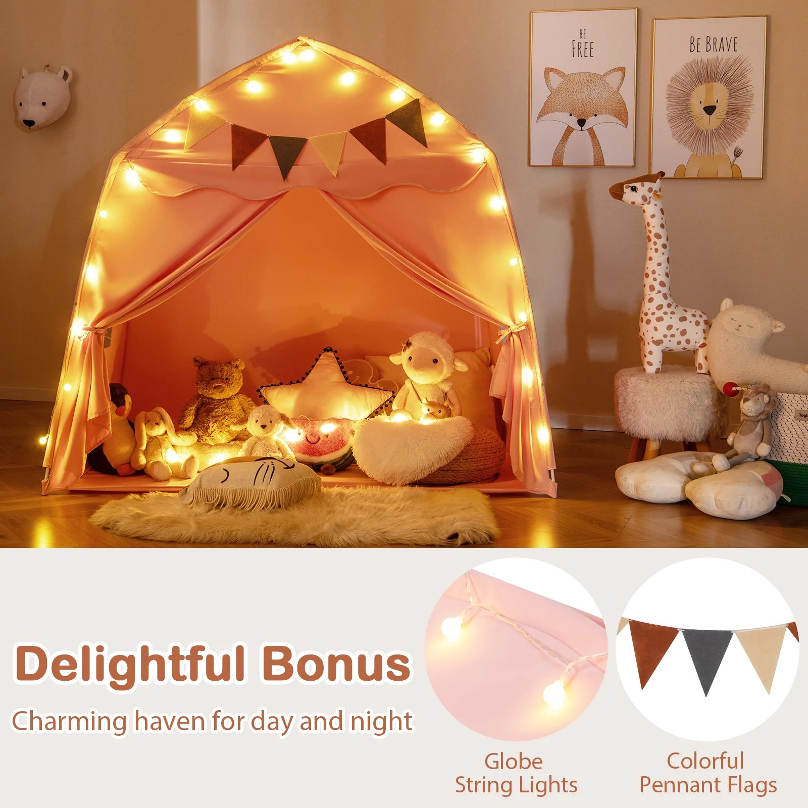 Kids Play Tent Bed Tent, Extra Large, Pink - Image 6