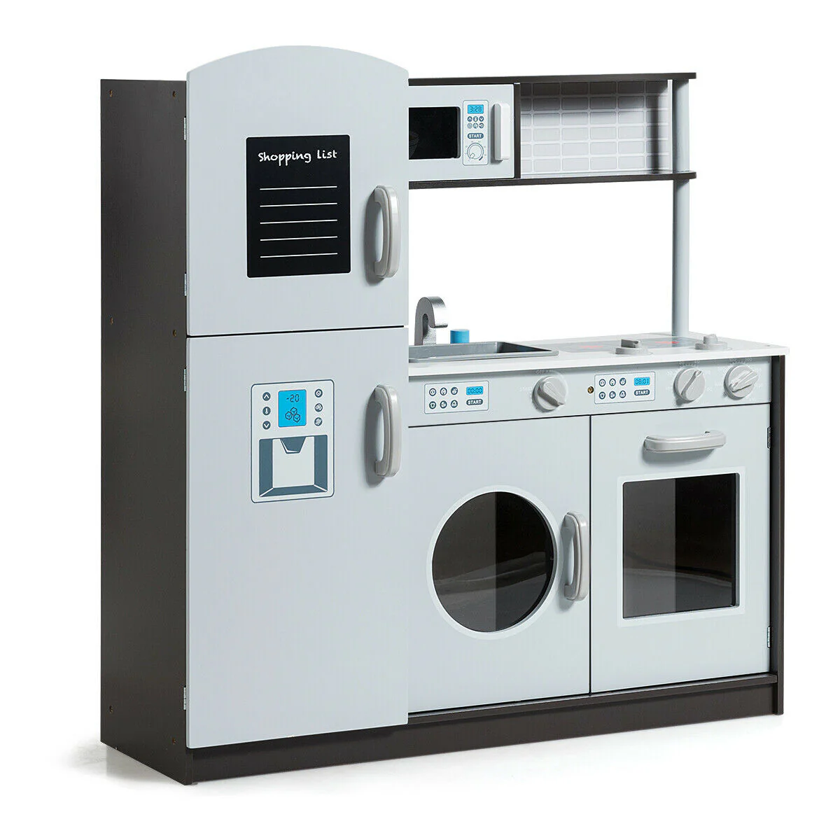 Kids Pretend Play Kitchen Set, Gray - Image 3