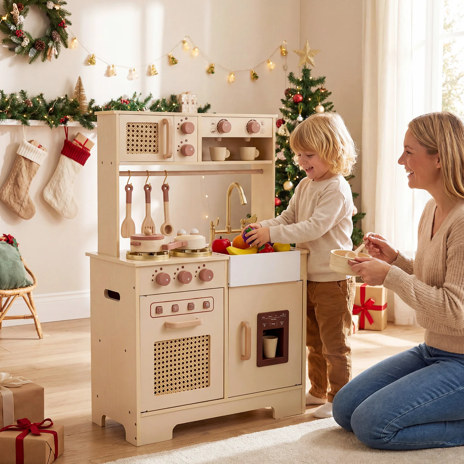 Kids Pretend Play Kitchen With Lights, Sounds, Yellow - Image 6