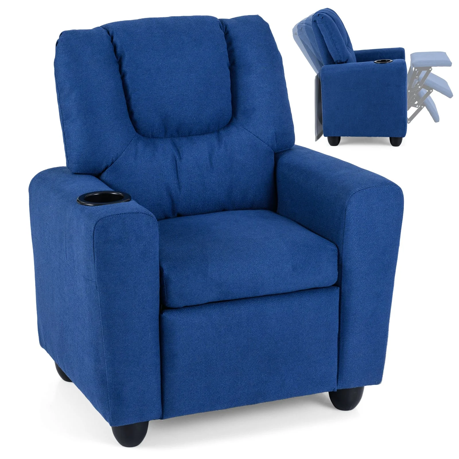Kids Recliner Chair, Push Back, Blue - Image 4