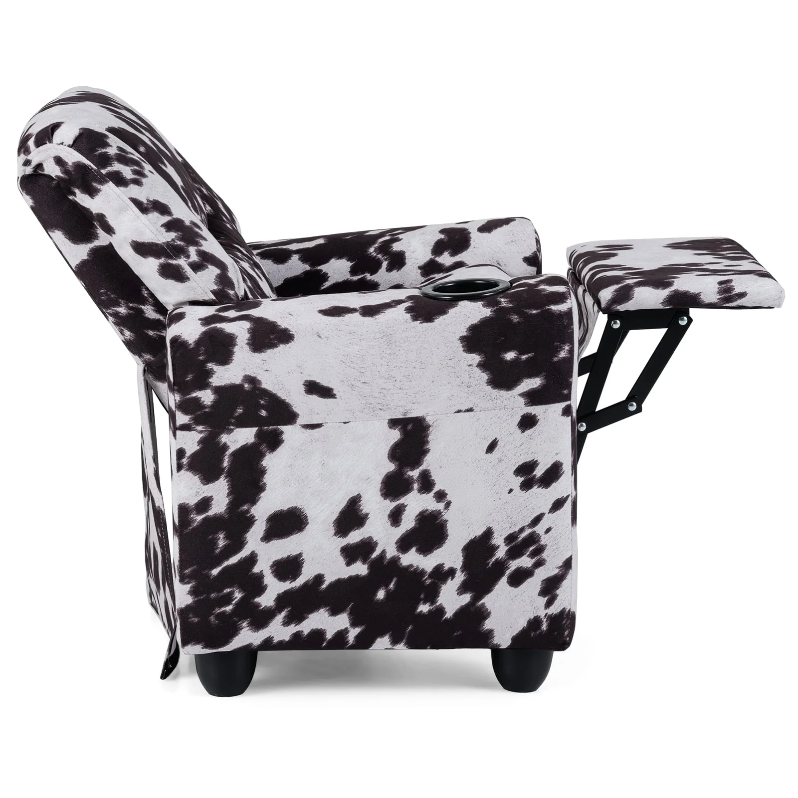 Kids Recliner Chair, Push Back Toddler Armchair With Cup Holder, White, Black - Image 8