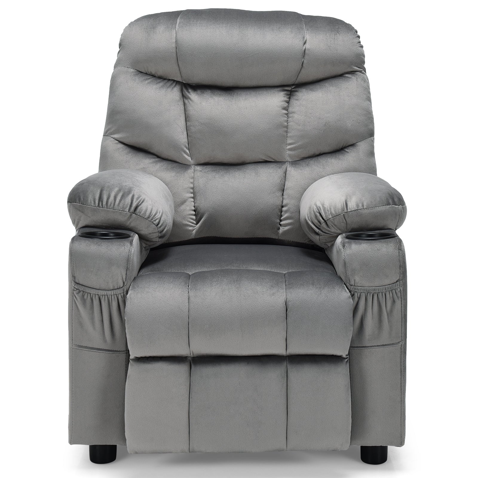 Kids Recliner Chair With Cup Holder, Footrest, Light Gray - Image 5