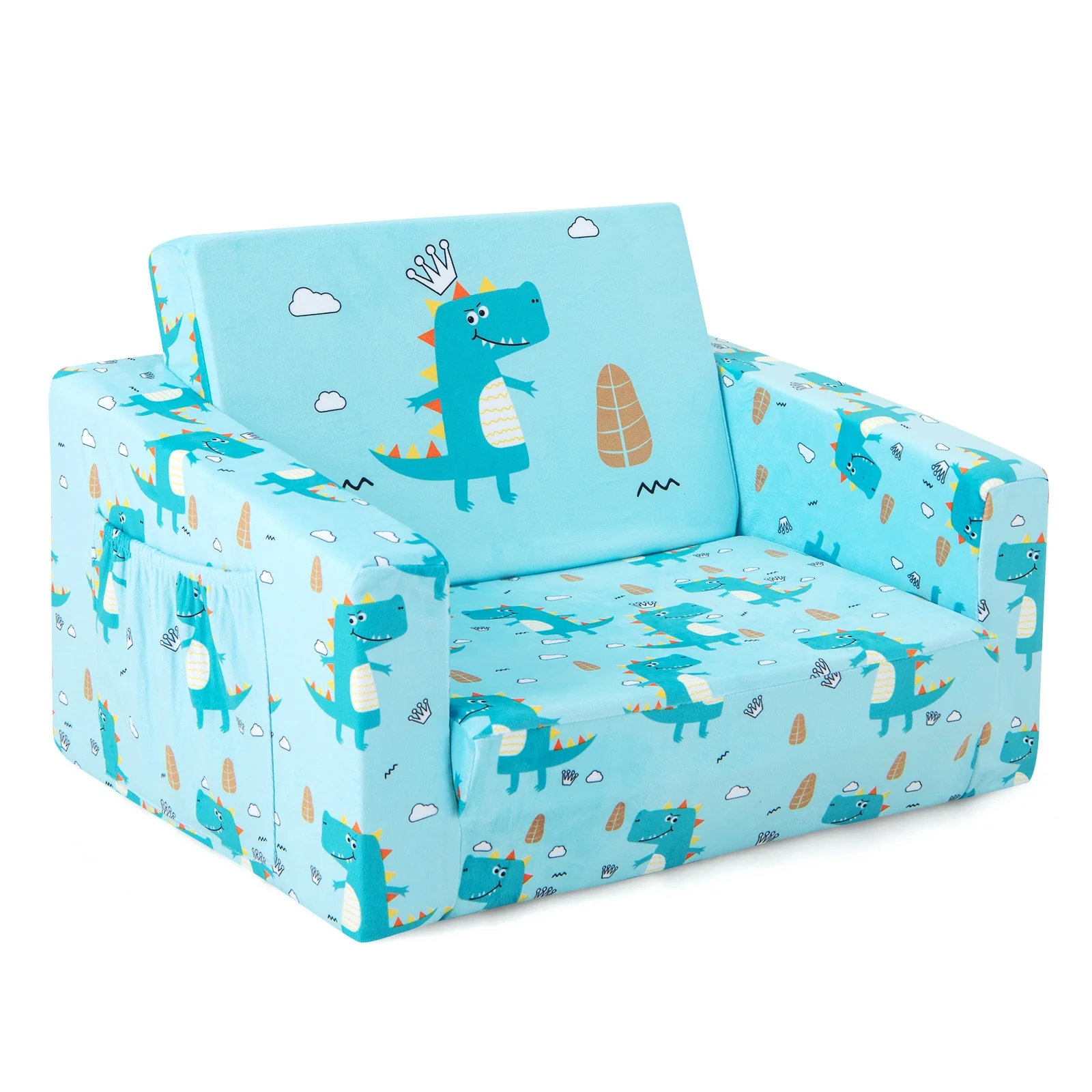 Kids Recliner Sofa Converts To Sleeper Bed, Blue - Image 5