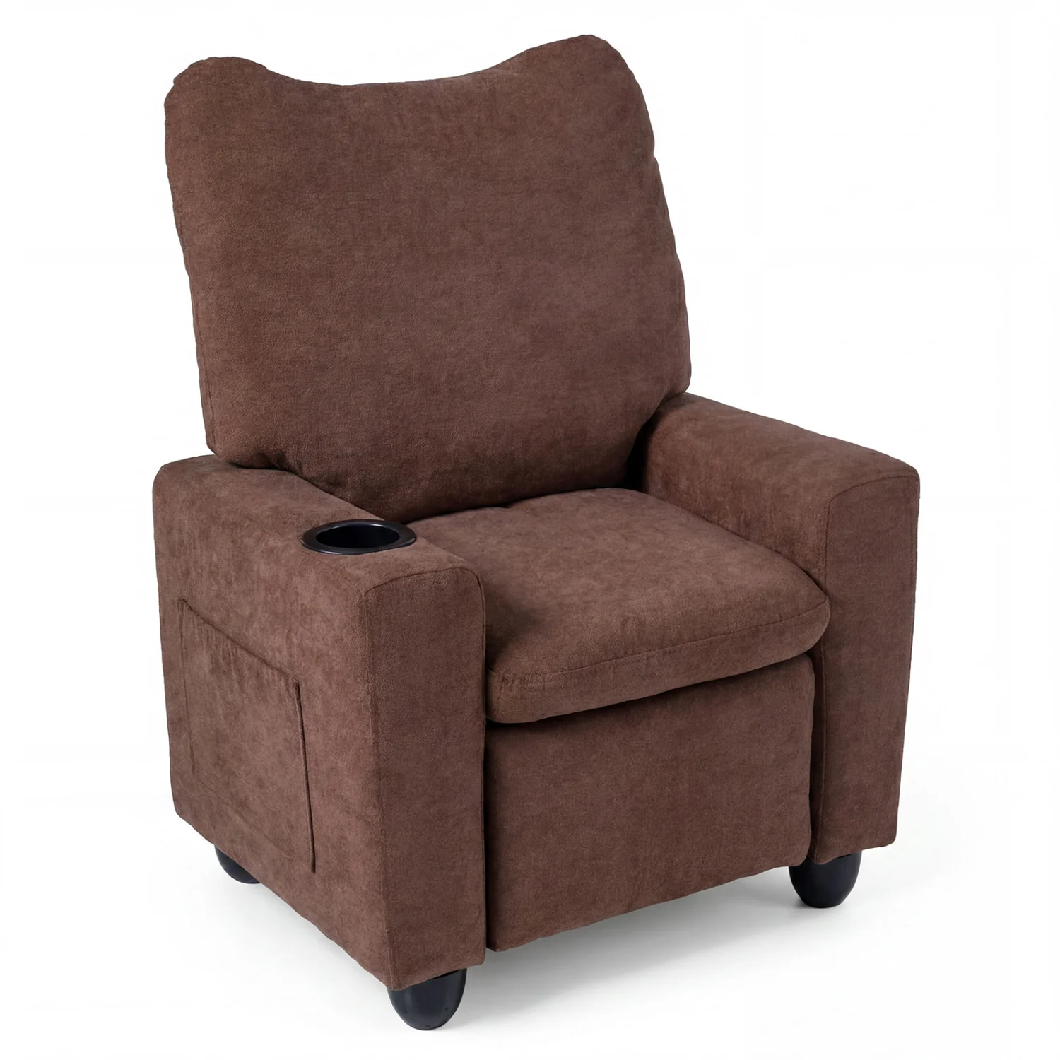 Kids Recliner Toddler Single Sofa with Adjustable Footrest and Cup Holder, Brown