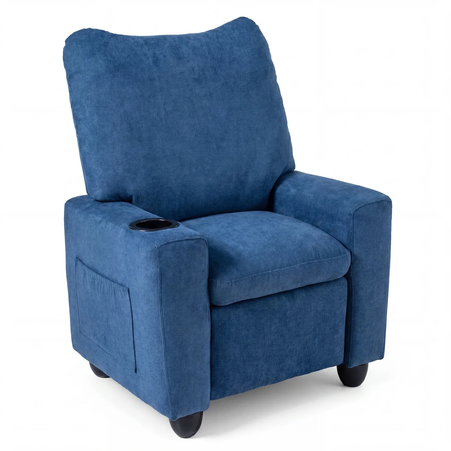 Kids Recliner Toddler Single Sofa with Adjustable Footrest and Cup Holder, Navy