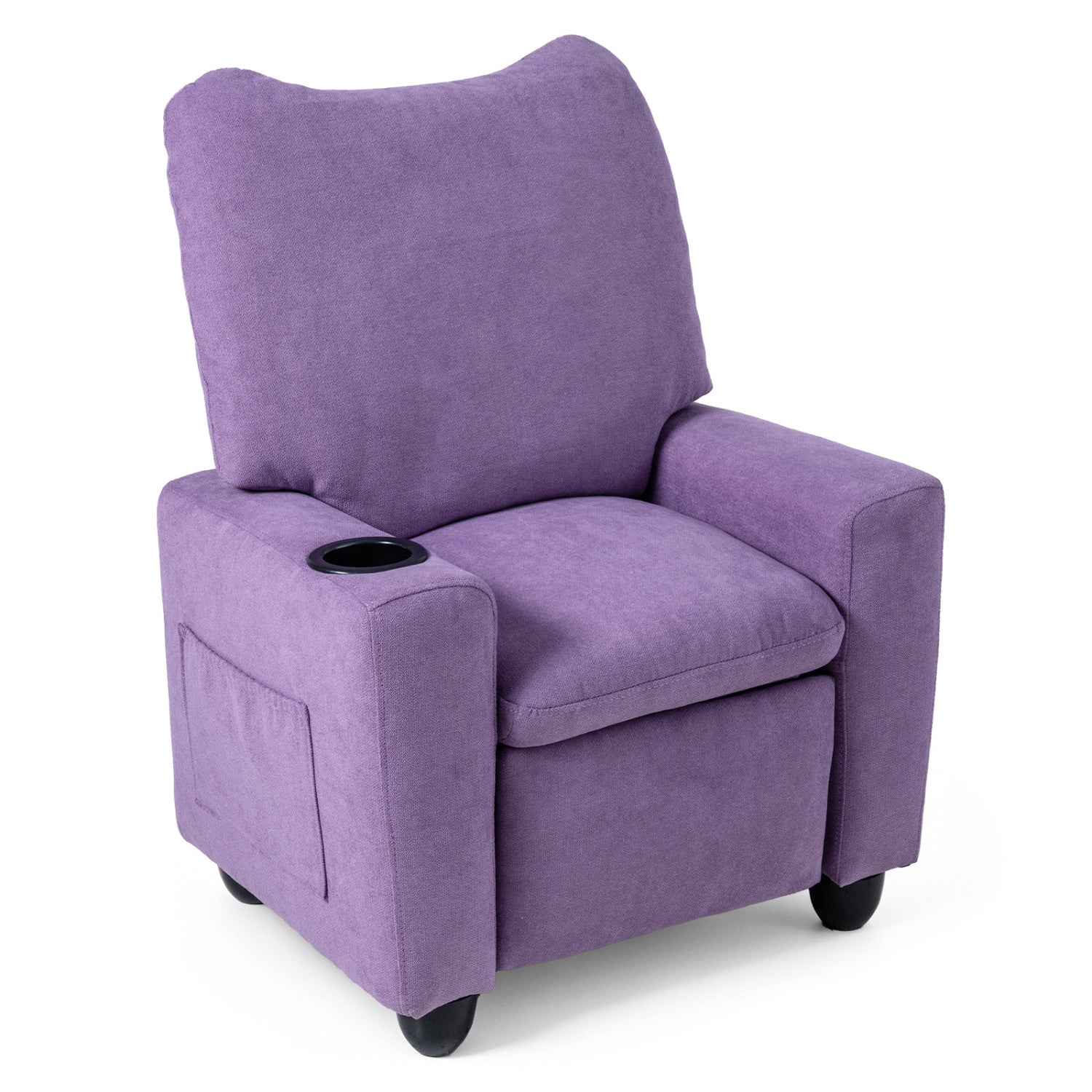 Kids Recliner Toddler Single Sofa with Adjustable Footrest and Cup Holder, Purple
