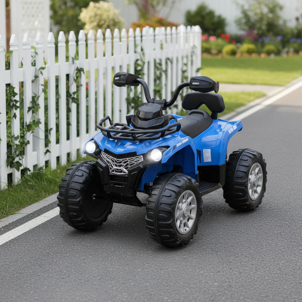 Kids Ride On ATV 4 Wheeler, 12V, MP3, Headlights, Blue - Image 2