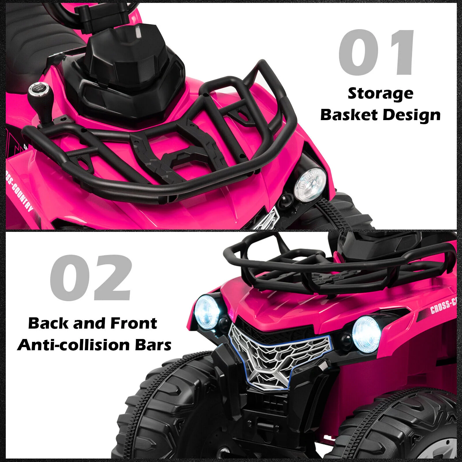 Kids Ride On ATV 4 Wheeler, 12V, Pink - Image 8
