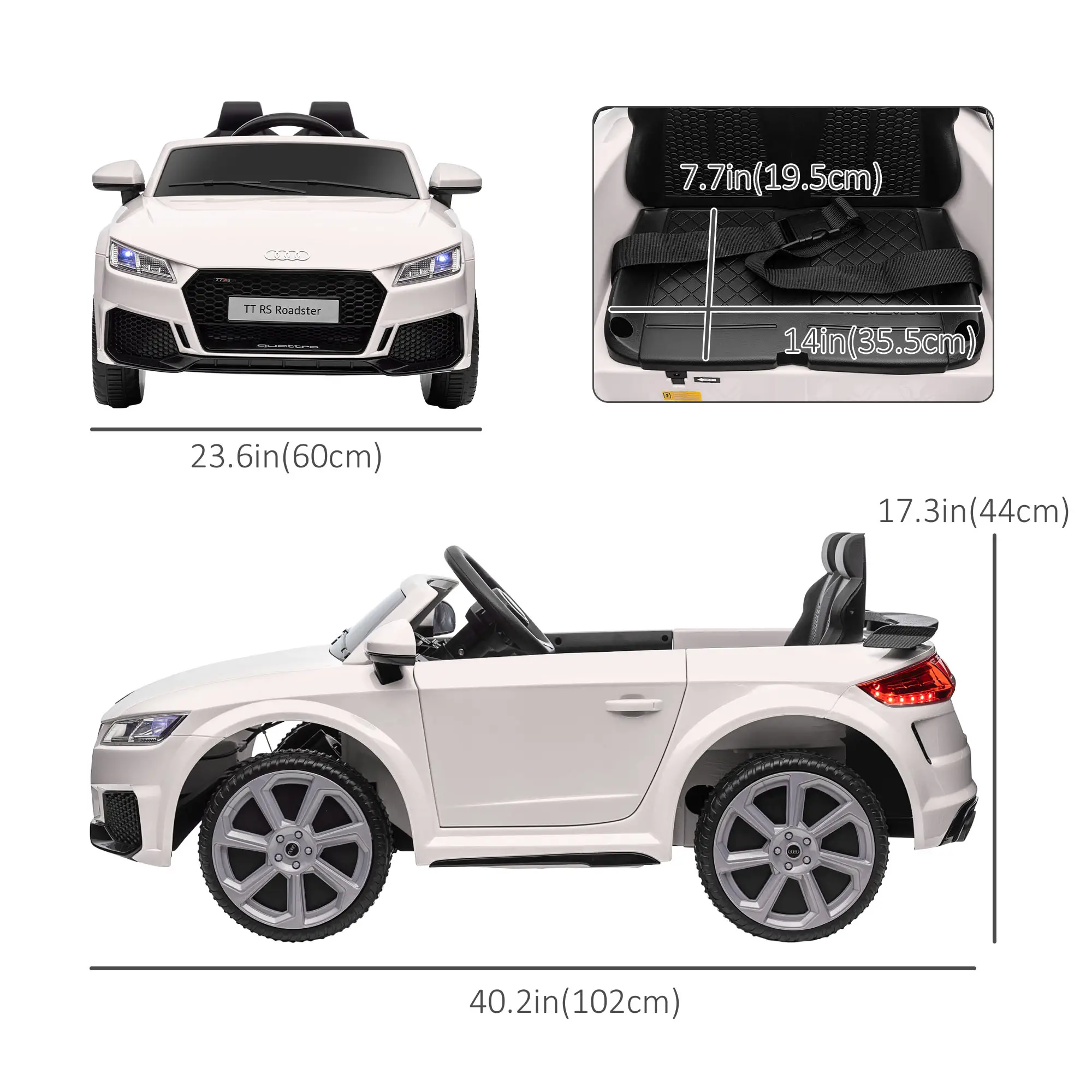 Kids Ride On Car 6V, Remote Control, Adjustable Speed, White - Image 3