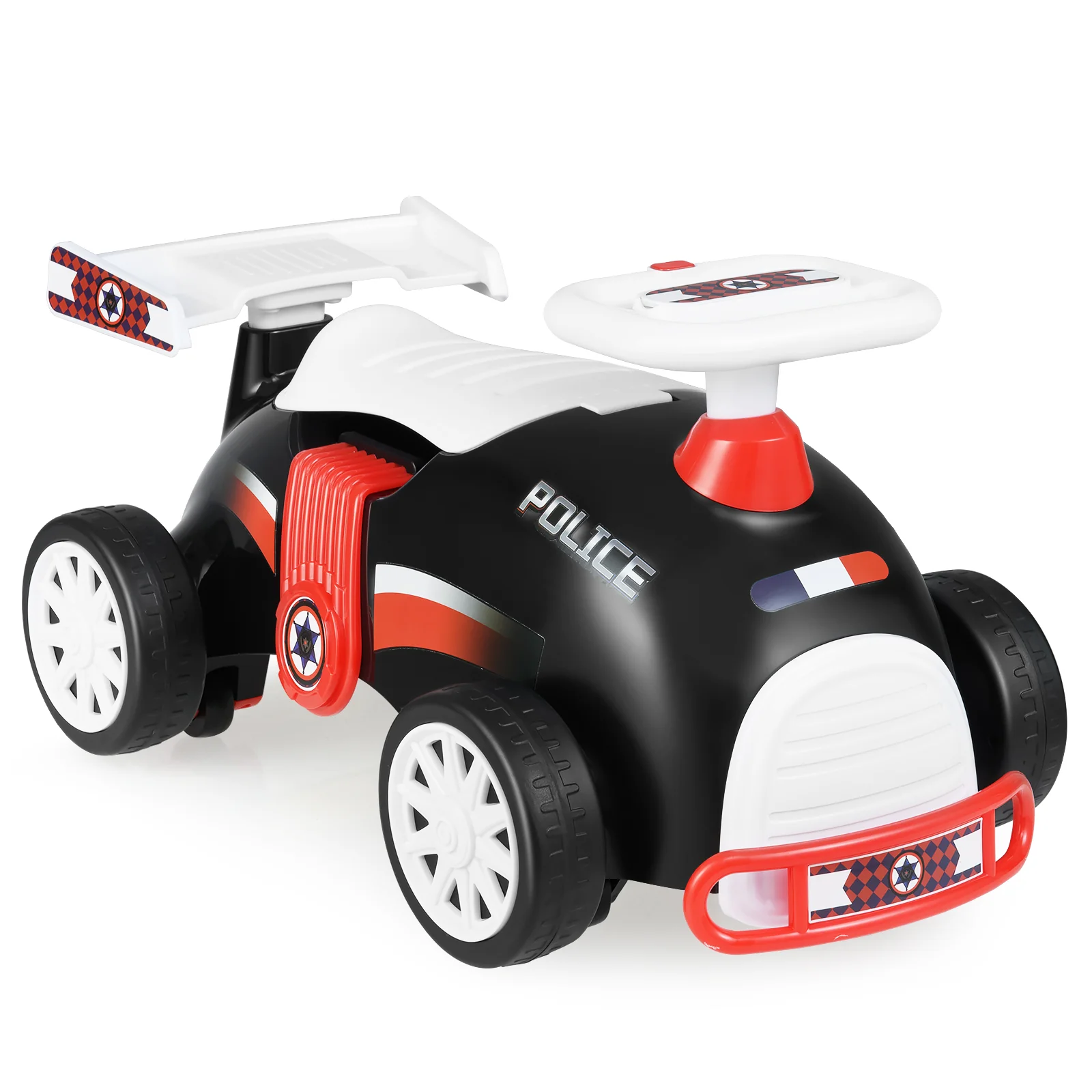 Kids Ride On Car Sliding Toy with Music and Under-Seat Storage, Black & Red - Image 4