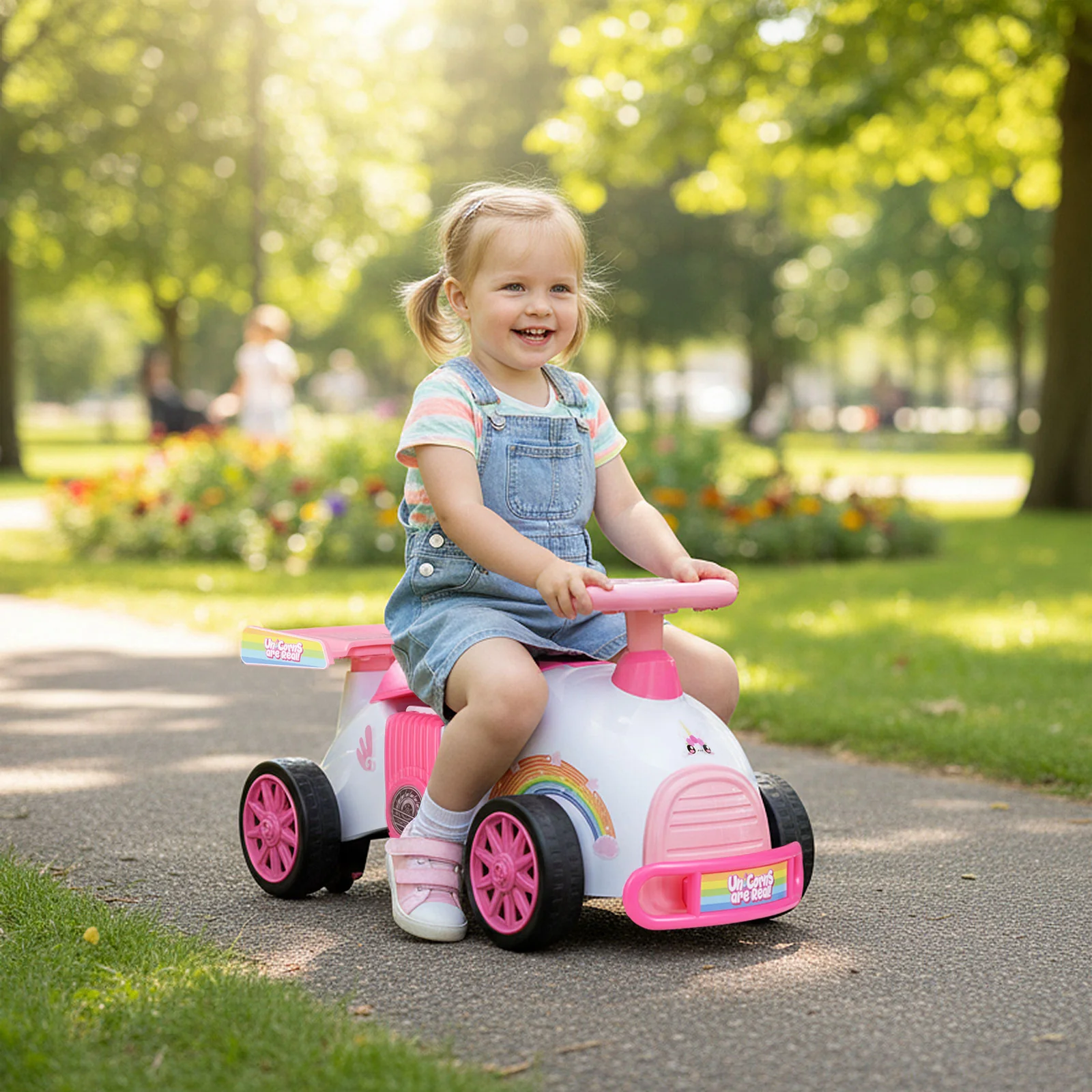 Kids Ride On Car Sliding Toy with Music and Under-Seat Storage, Pink - Image 3